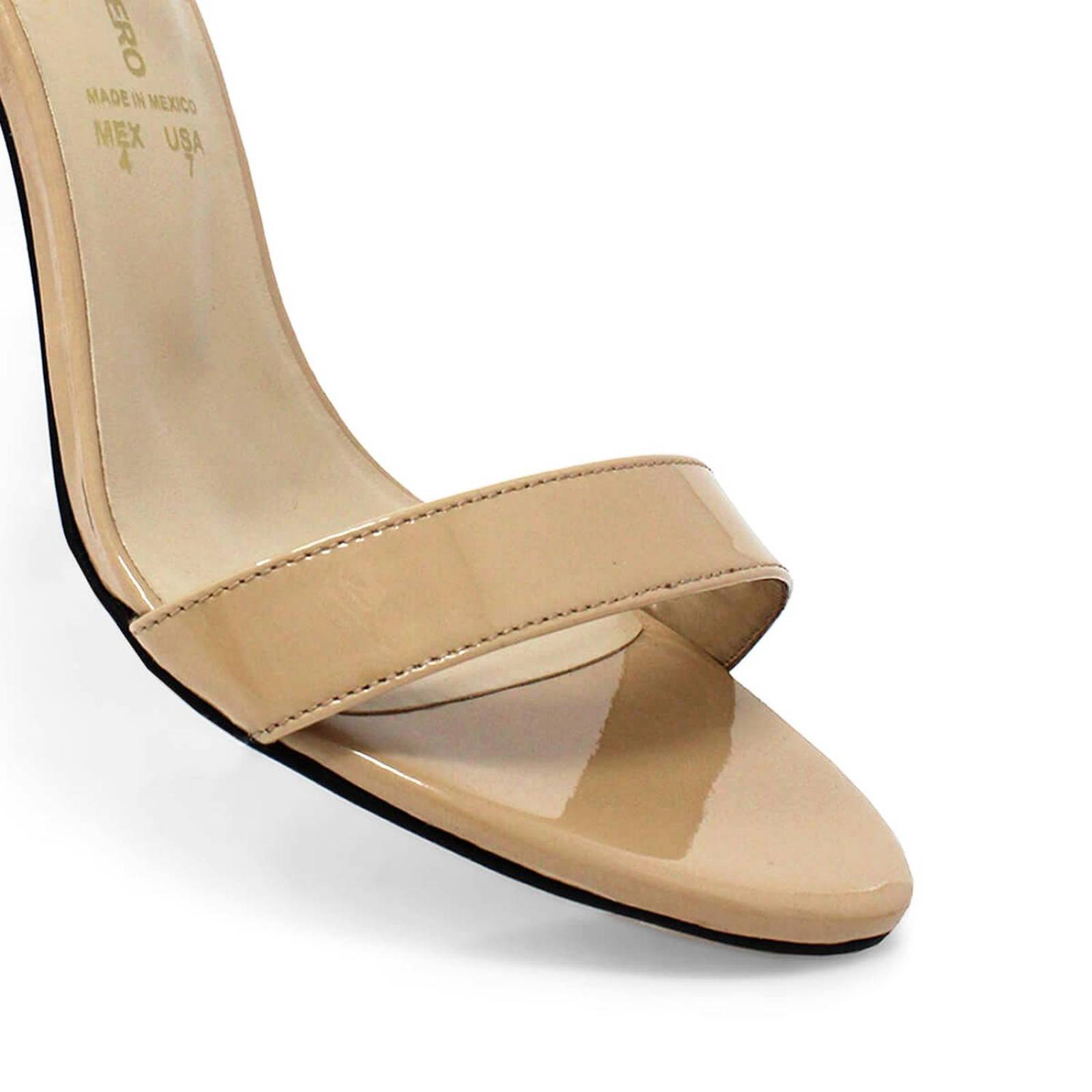 CLAUDINE 85 - Charol Beige Regina Romero Zapato Sandalia Zapatilla Tacon Alto para Dama en Piel 