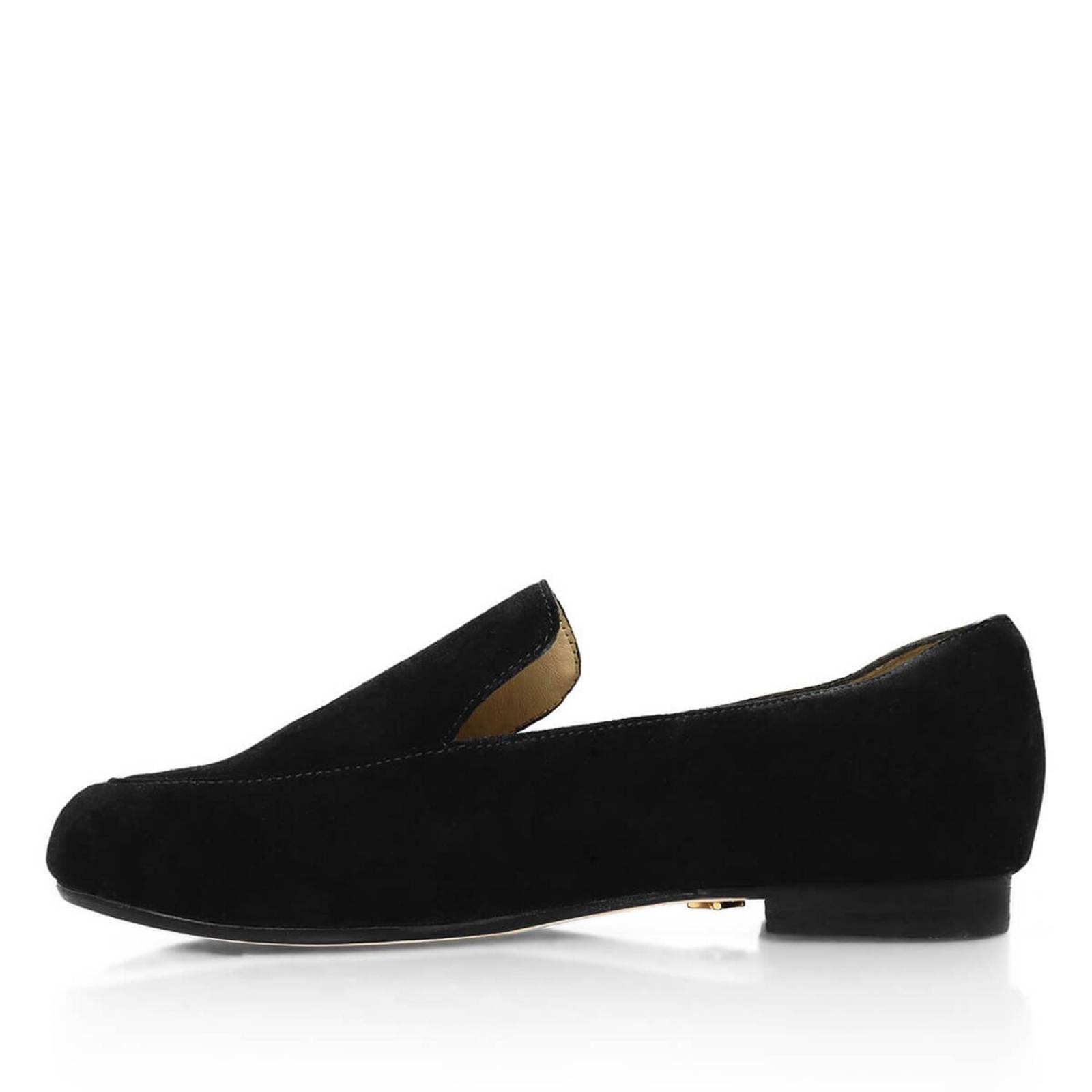 GALA - Negro Regina Romero Zapato Mocasin de Piso para Dama en Piel 