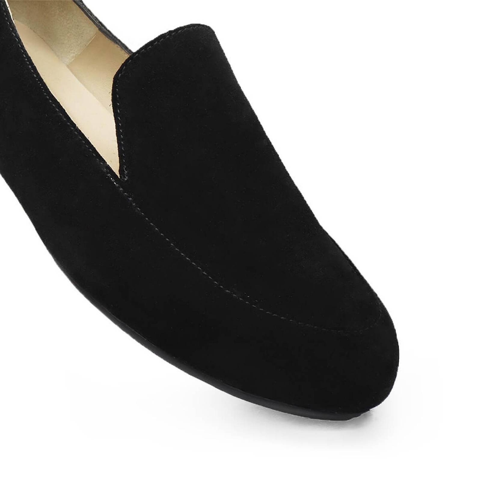 GALA - Negro Regina Romero Zapato Mocasin de Piso para Dama en Piel 