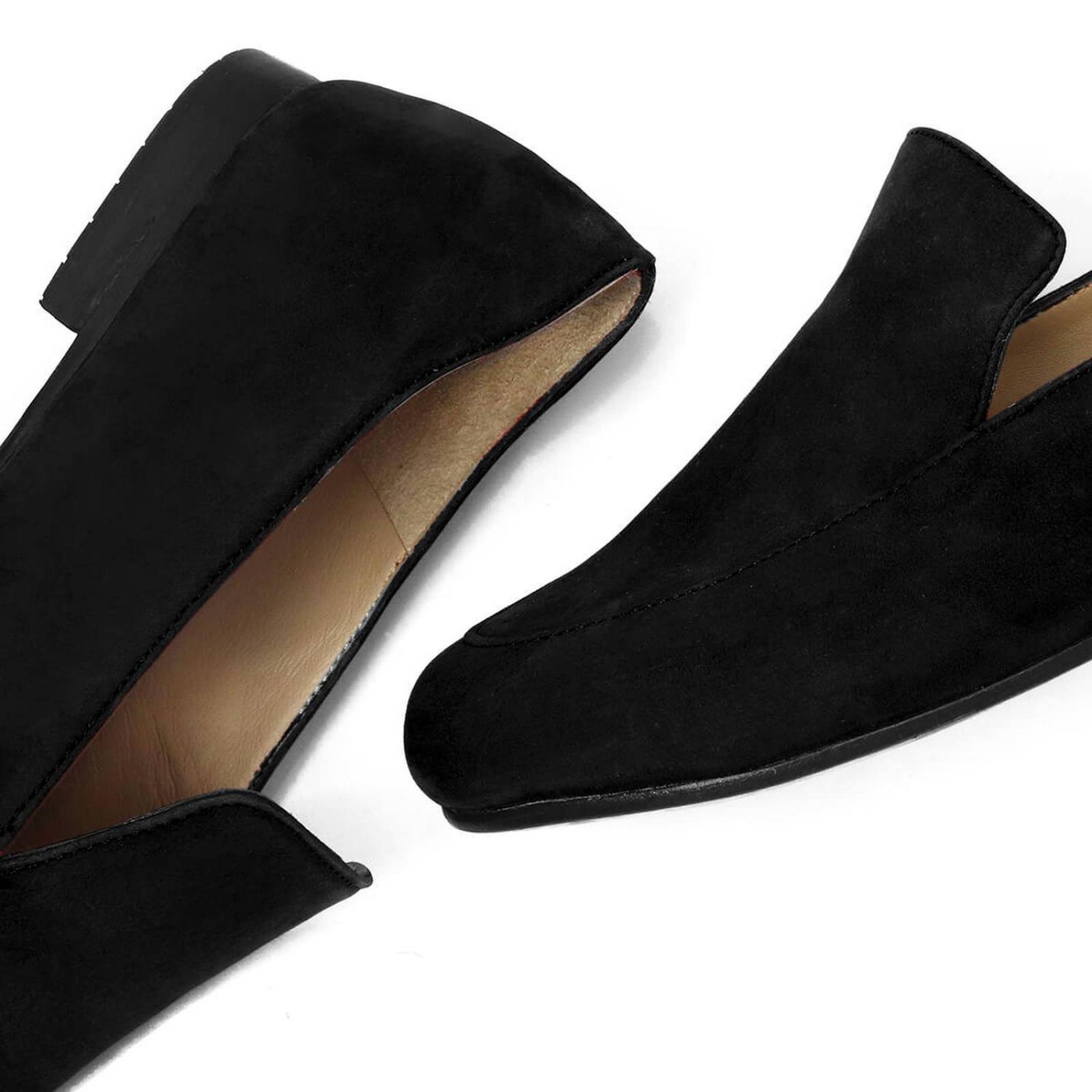 GALA - Negro Regina Romero Zapato Mocasin de Piso para Dama en Piel 