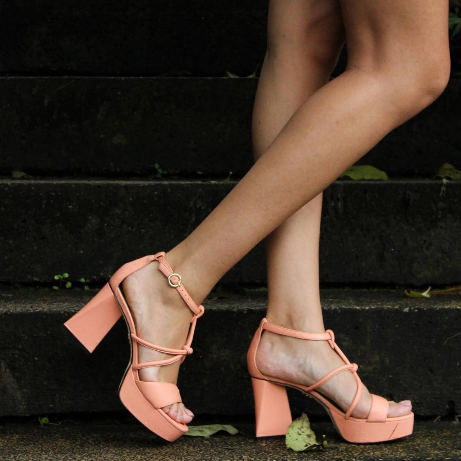 CALIPSO 95 - Coral Regina Romero Zapato Sandalia Plataforma Tacon Alto para Dama en Piel 