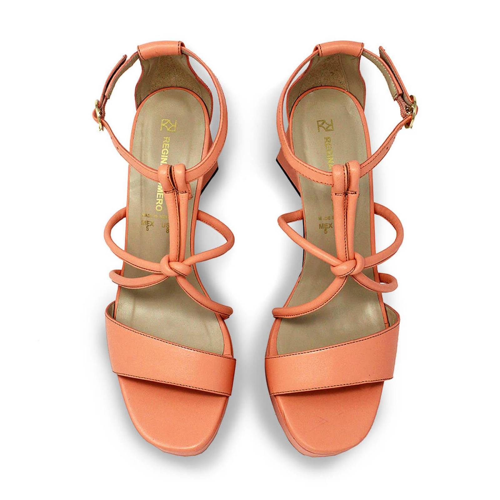 CALIPSO 95 - Coral Regina Romero Zapato Sandalia Plataforma Tacon Alto para Dama en Piel 