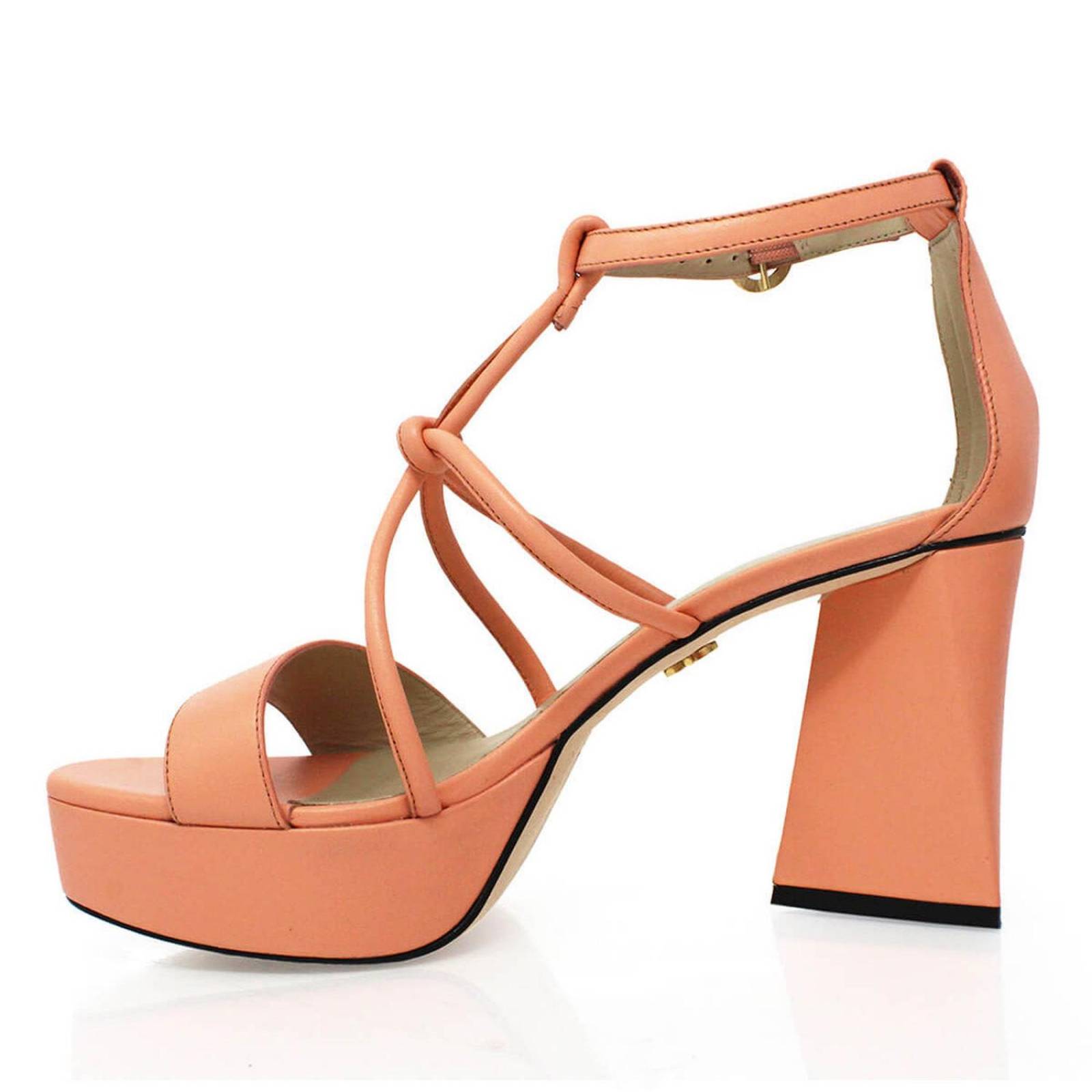 CALIPSO 95 - Coral Regina Romero Zapato Sandalia Plataforma Tacon Alto para Dama en Piel 