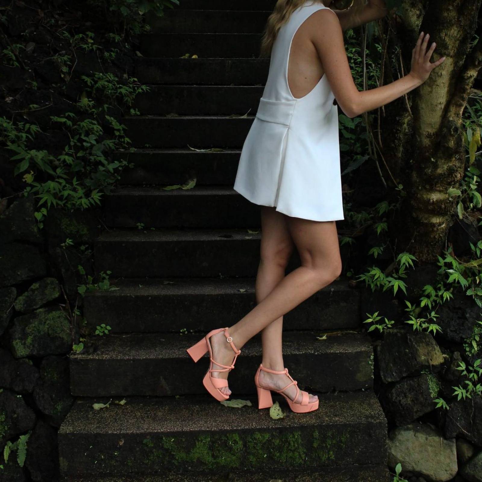 CALIPSO 95 - Coral Regina Romero Zapato Sandalia Plataforma Tacon Alto para Dama en Piel 