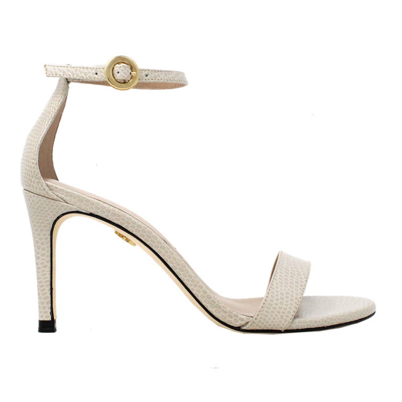 CLAUDINE 85 - Crema Regina Romero Zapato Sandalia Tacon Alto para Dama en Piel 