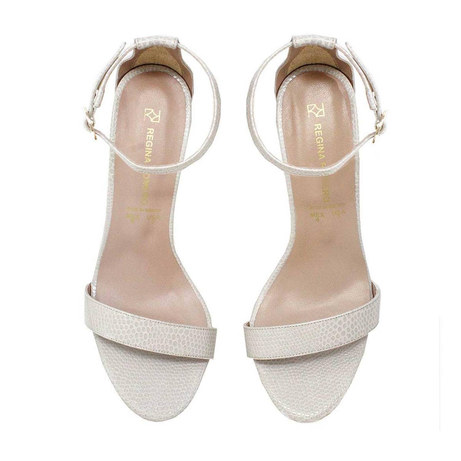 CLAUDINE 85 - Crema Regina Romero Zapato Sandalia Tacon Alto para Dama en Piel 