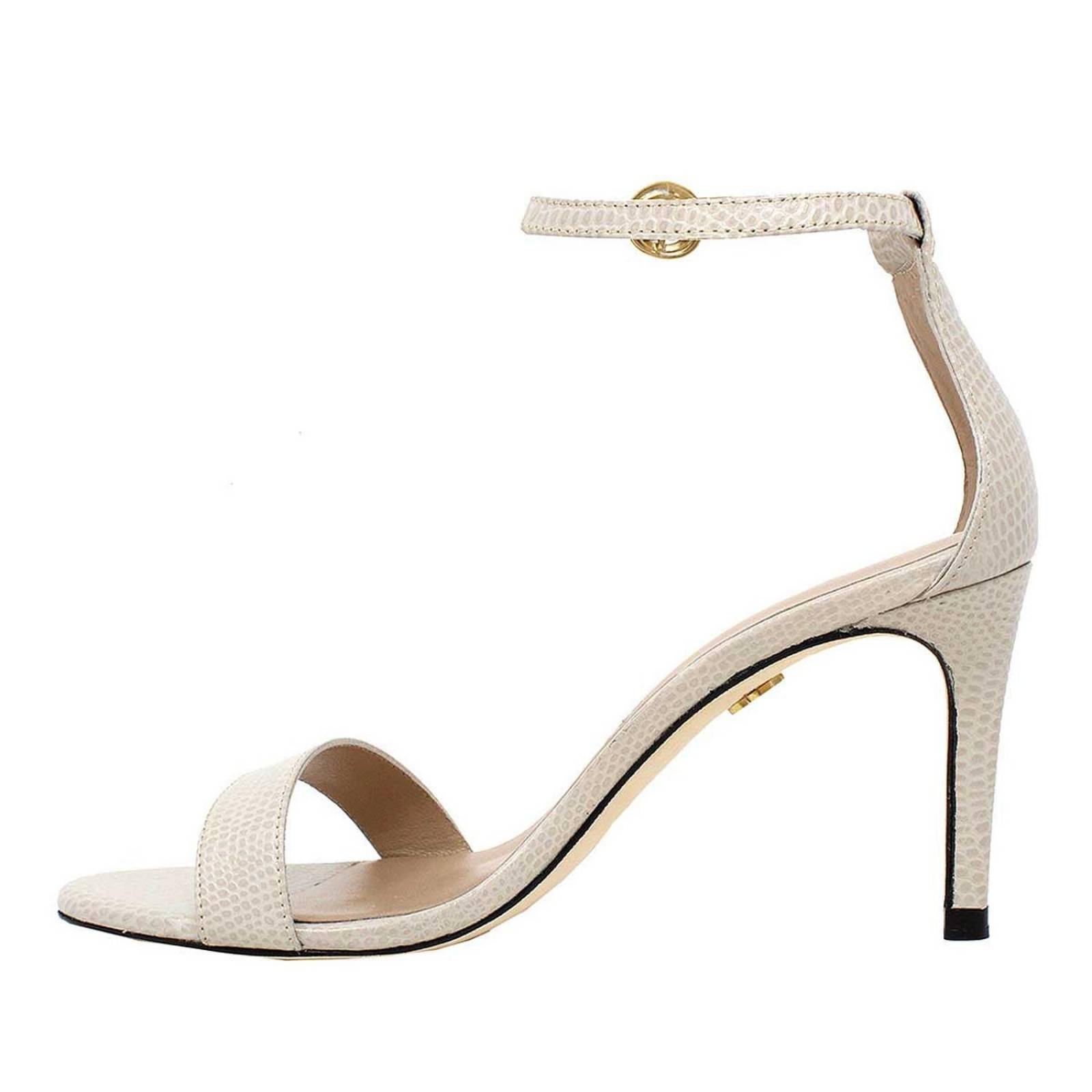 CLAUDINE 85 - Crema Regina Romero Zapato Sandalia Tacon Alto para Dama en Piel 