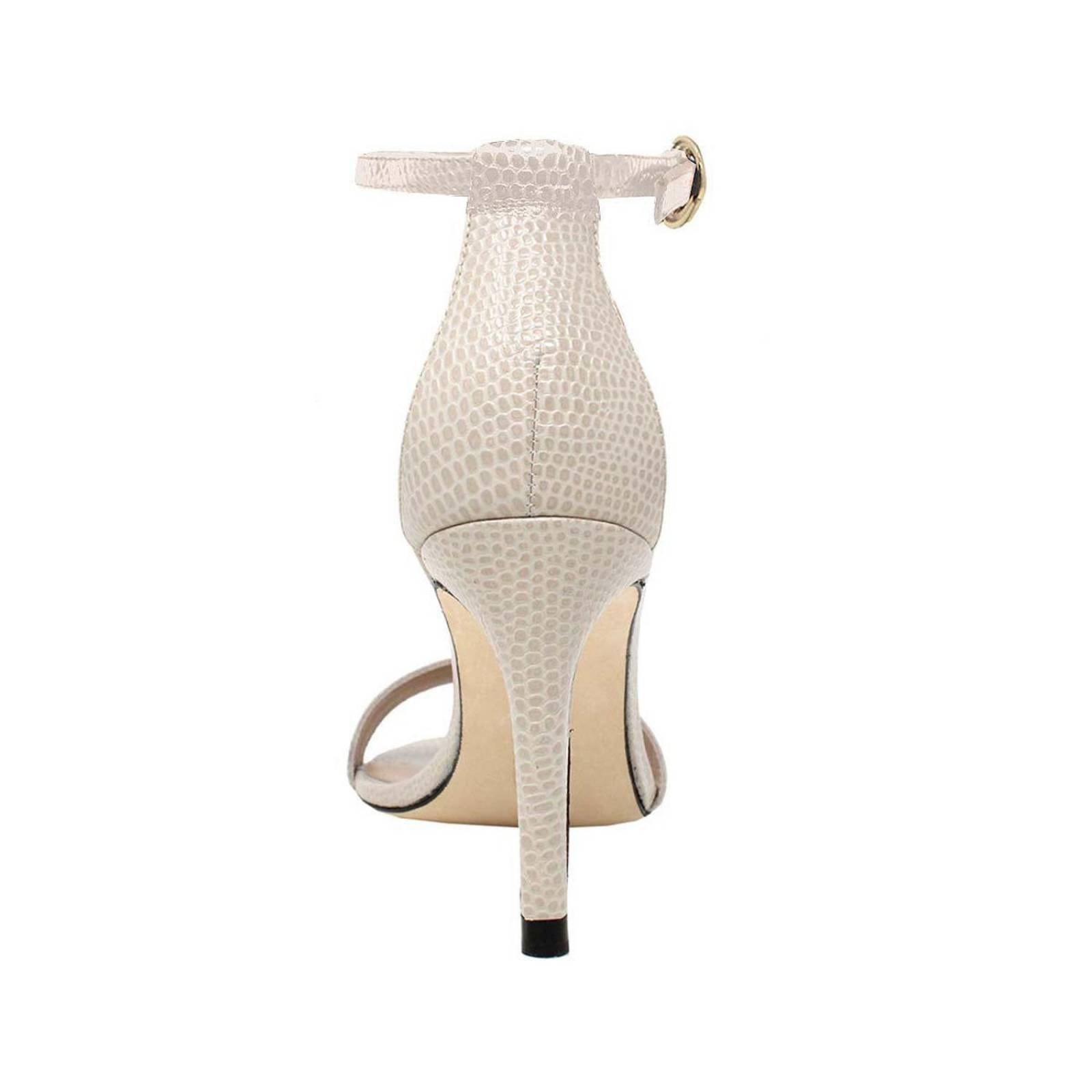 CLAUDINE 85 - Crema Regina Romero Zapato Sandalia Tacon Alto para Dama en Piel 