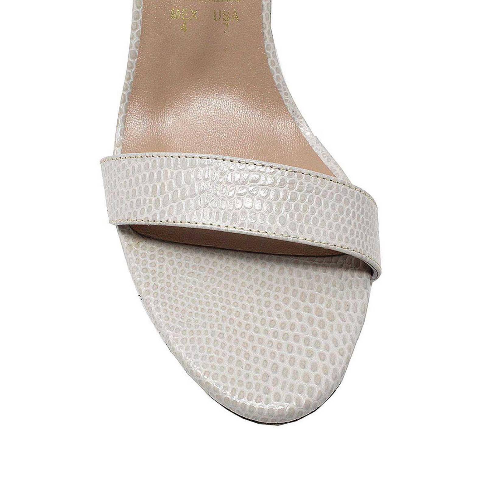 CLAUDINE 85 - Crema Regina Romero Zapato Sandalia Tacon Alto para Dama en Piel 