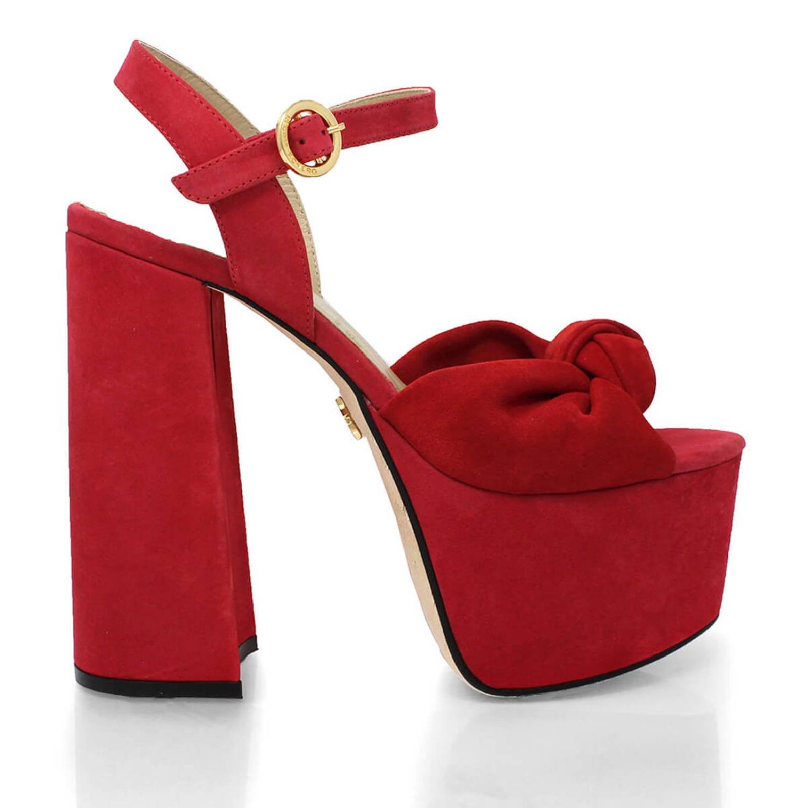 ALE 150 - Rojo Regina Romero Zapato Plataforma Tacon Alto para Dama en Piel