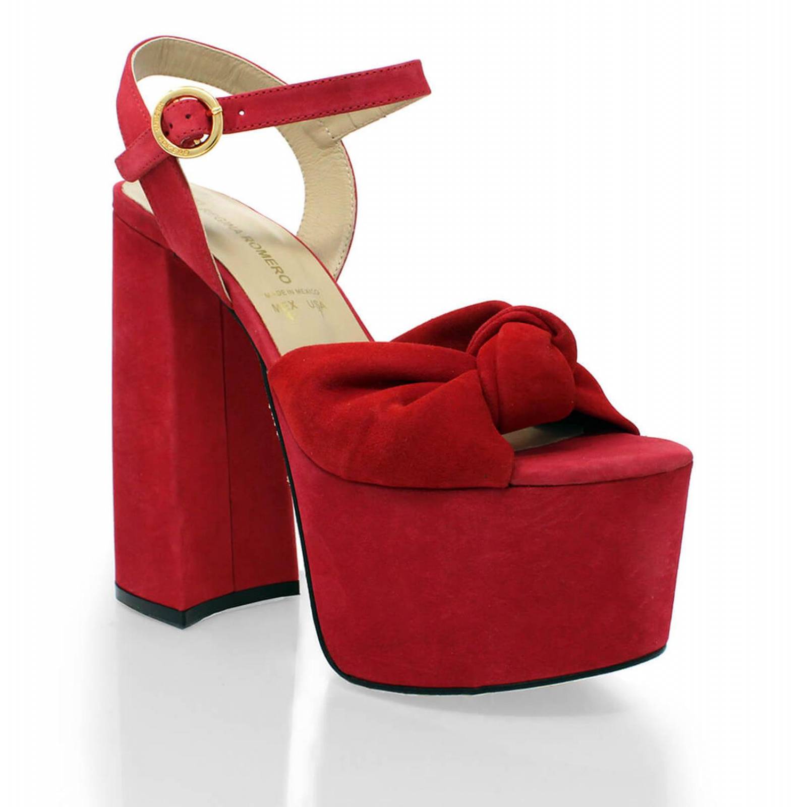 ALE 150 - Rojo Regina Romero Zapato Plataforma Tacon Alto para Dama en Piel