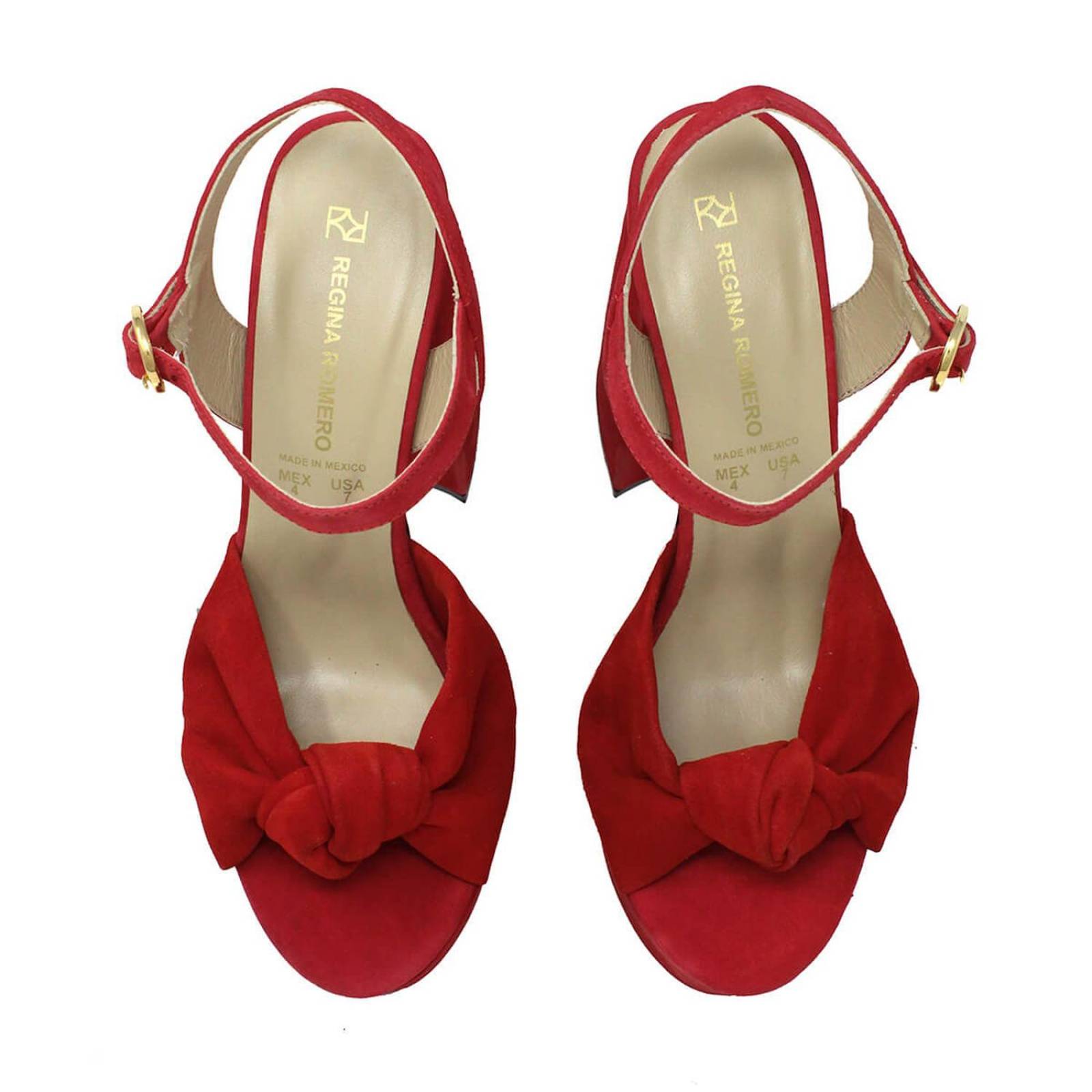 ALE 150 - Rojo Regina Romero Zapato Plataforma Tacon Alto para Dama en Piel
