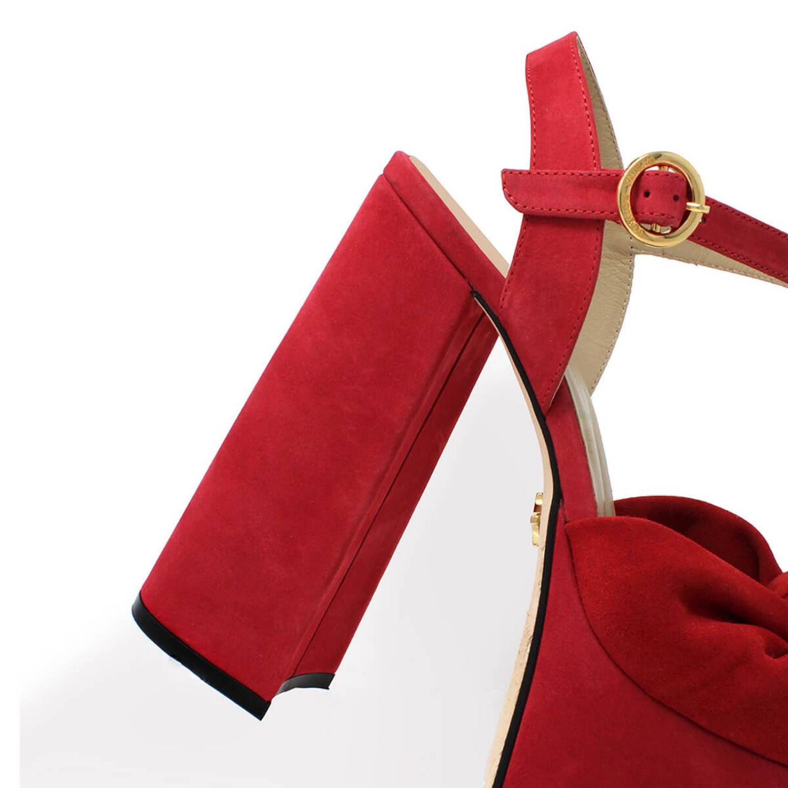 ALE 150 - Rojo Regina Romero Zapato Plataforma Tacon Alto para Dama en Piel