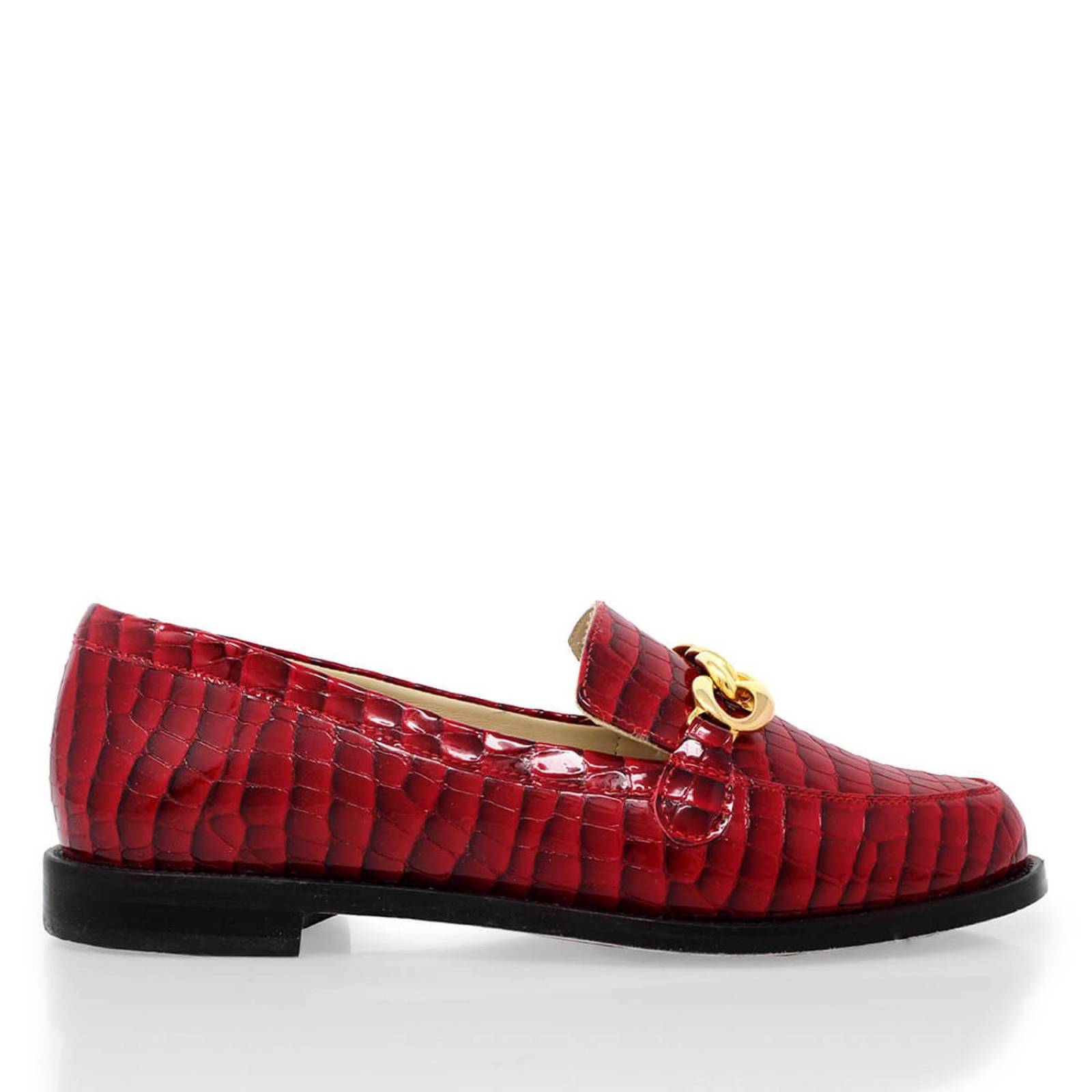 CONY - Charol Rojo Regina Romero Zapato Mocasin de Piso para Dama en Piel 