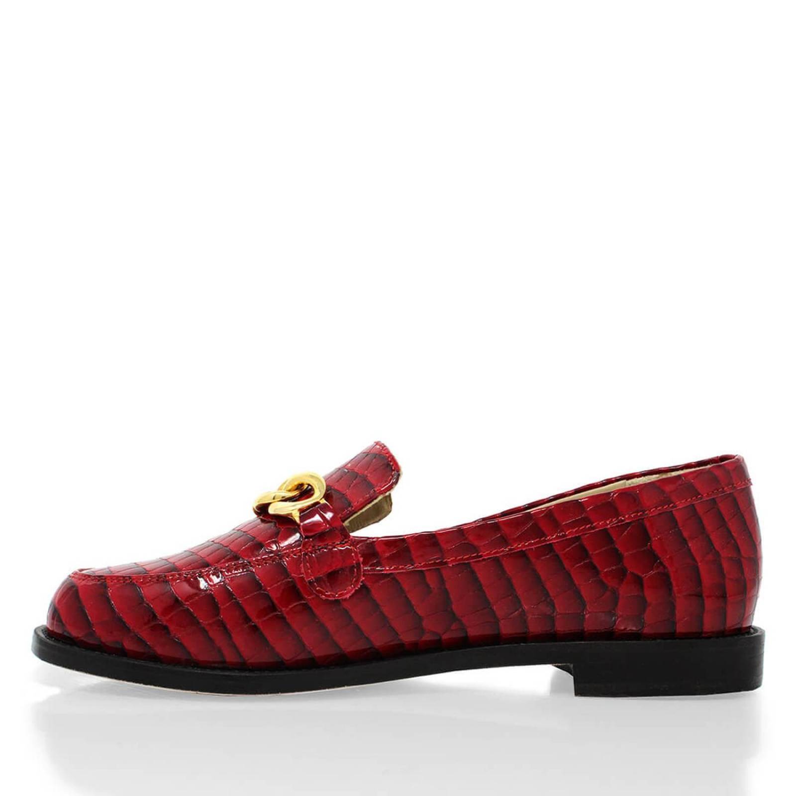 CONY - Charol Rojo Regina Romero Zapato Mocasin de Piso para Dama en Piel 