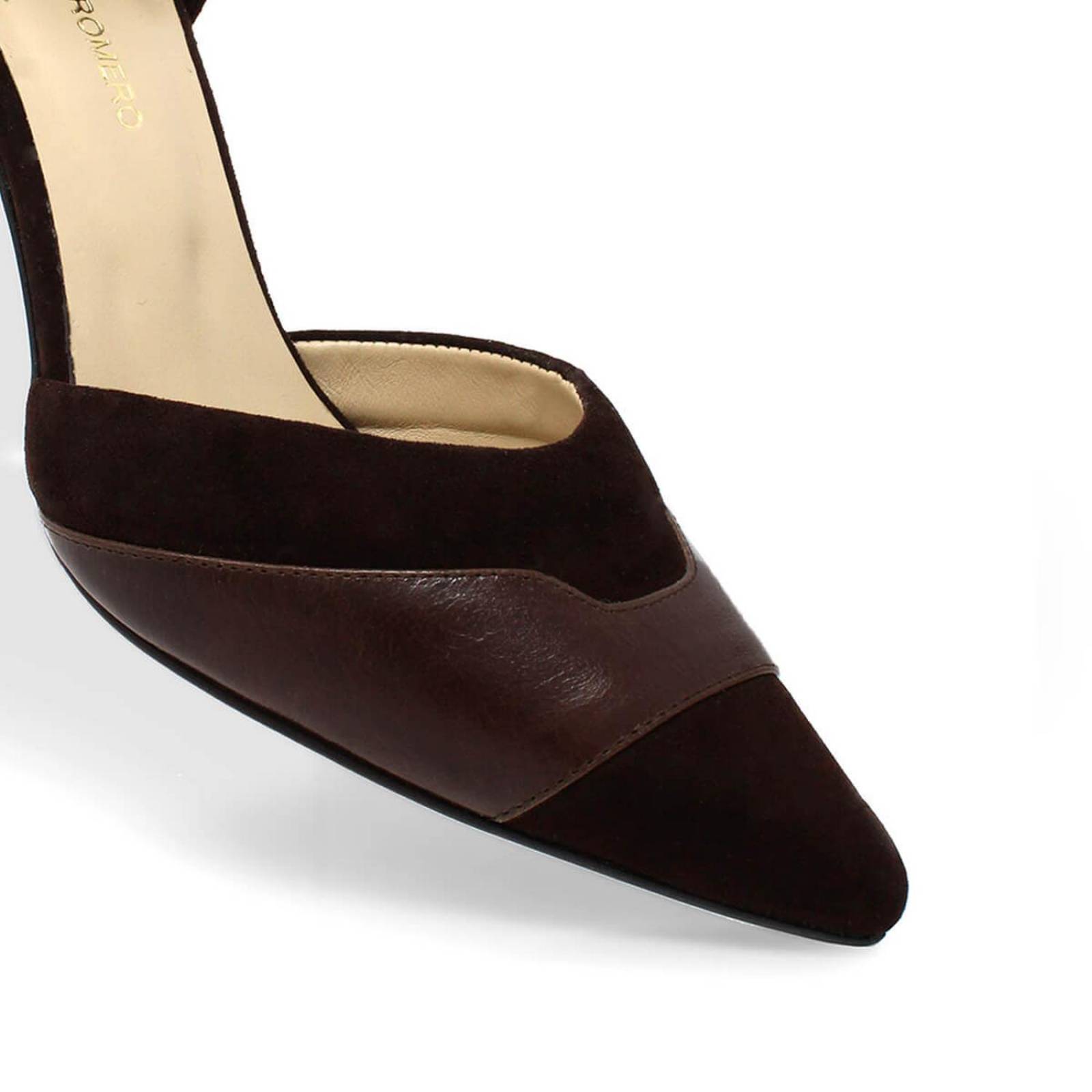 RANIA 75 - Cafe Regina Romero Zapato Zapatilla Tacon Alto para Dama en Piel