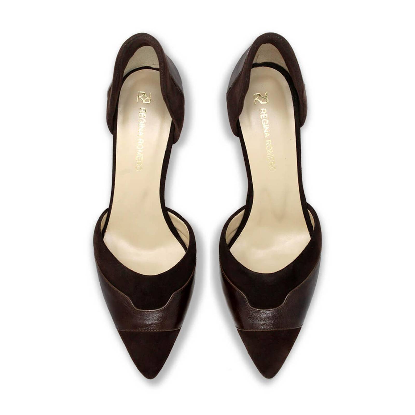 RANIA 75 - Cafe Regina Romero Zapato Zapatilla Tacon Alto para Dama en Piel