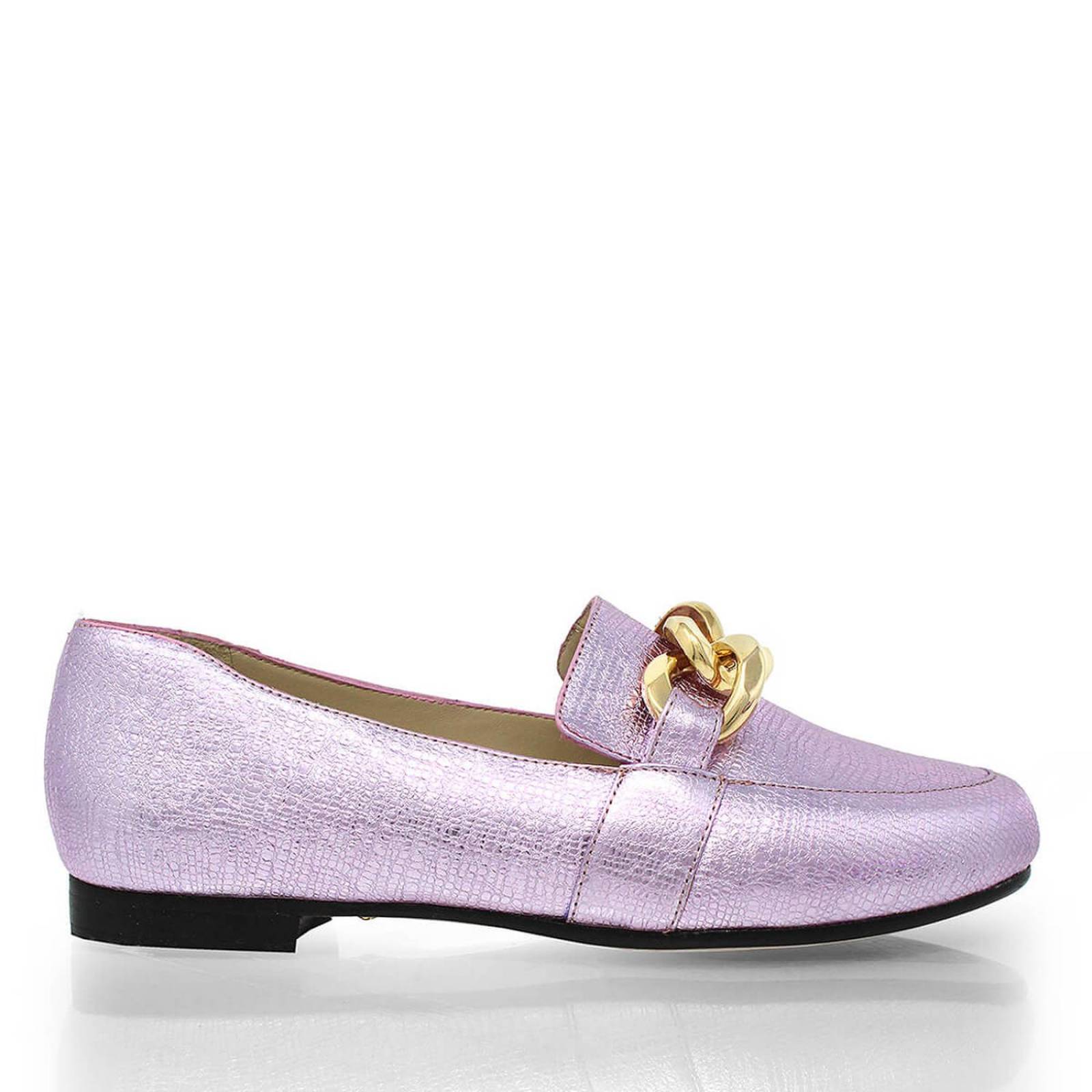 ALINE - Rosa Claro Regina Romero Zapato Mocasin de Piso para Dama en Piel 