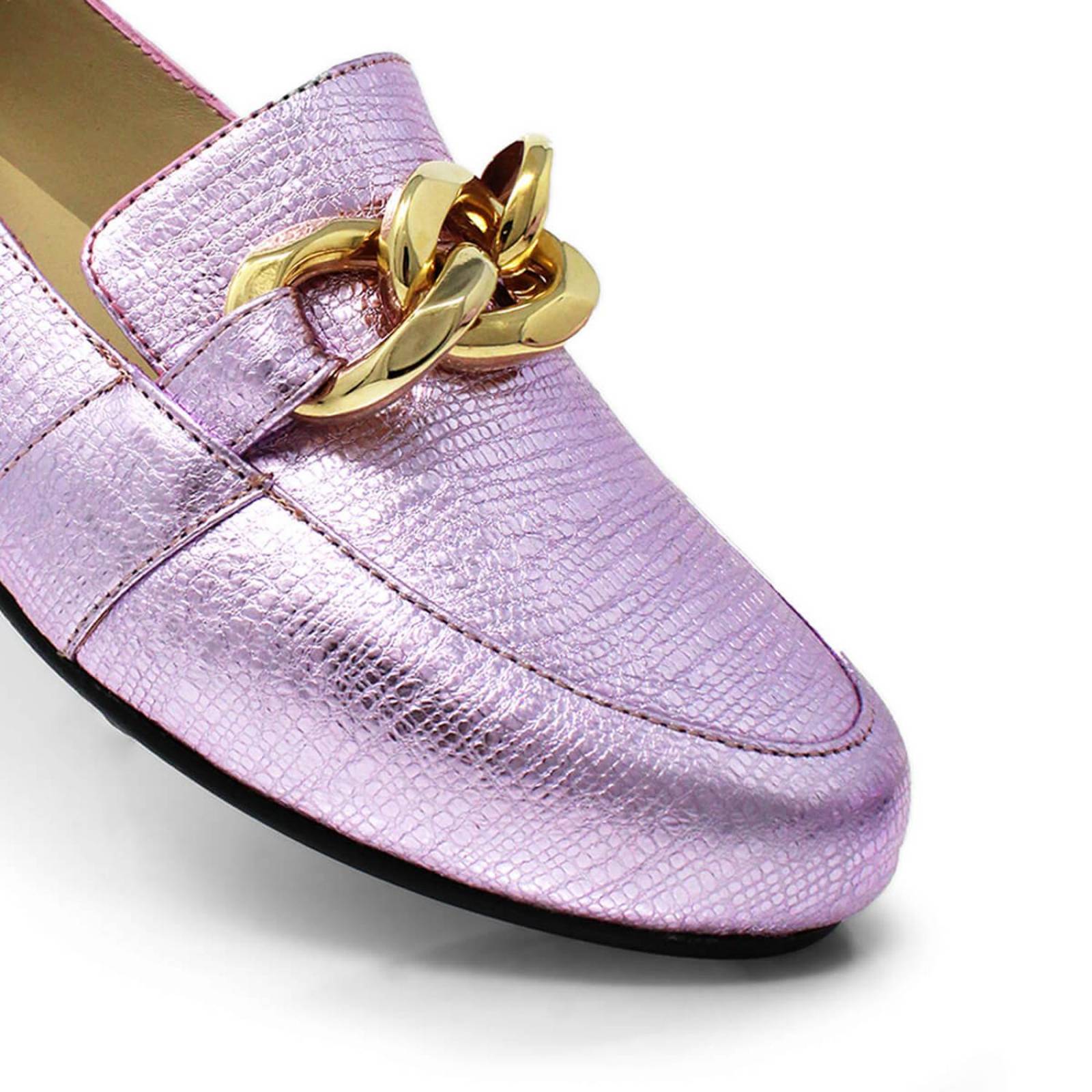 ALINE - Rosa Claro Regina Romero Zapato Mocasin de Piso para Dama en Piel 