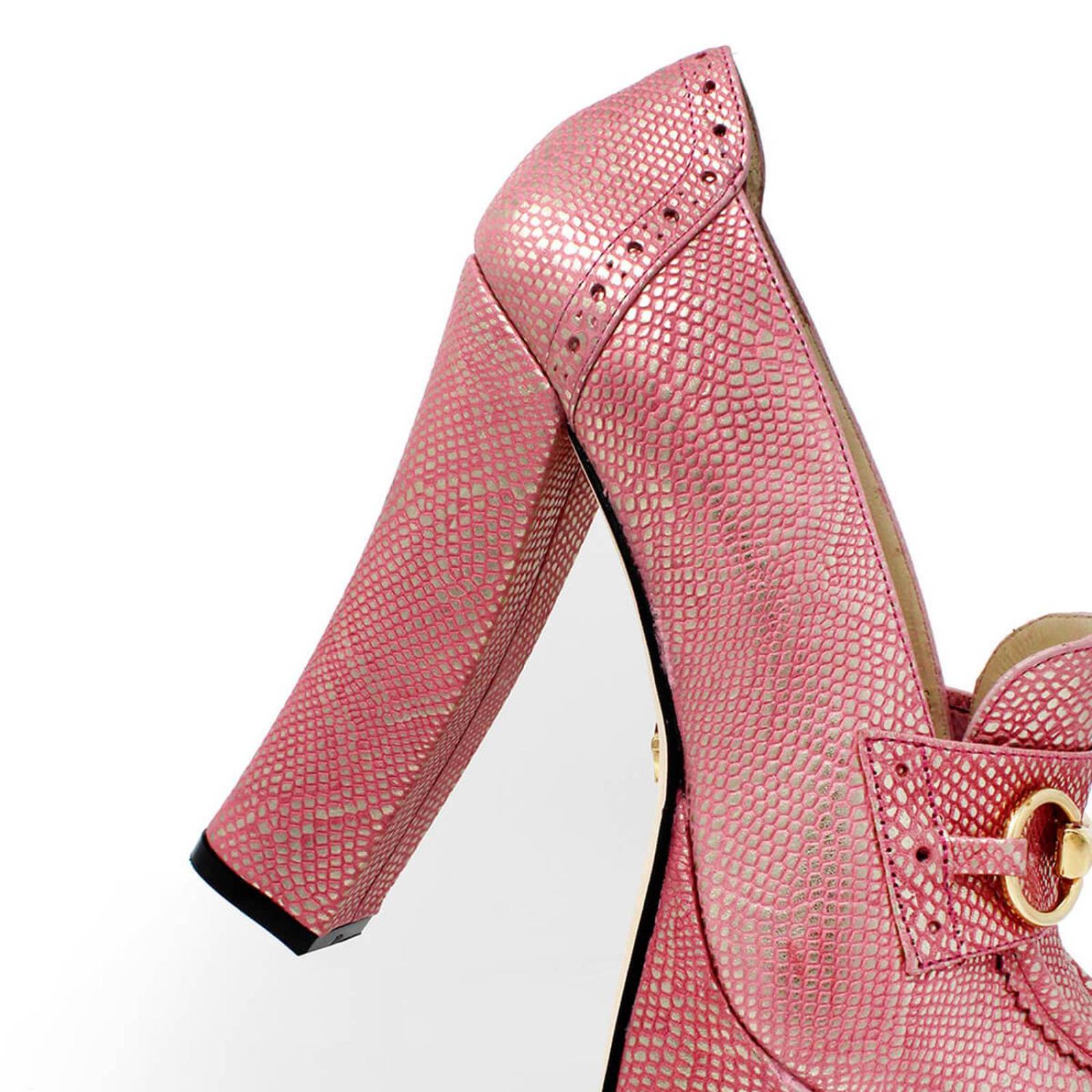 1990 - Coral Tornasol Regina Romero Zapato Plataforma Tacon Alto para Dama en Piel 