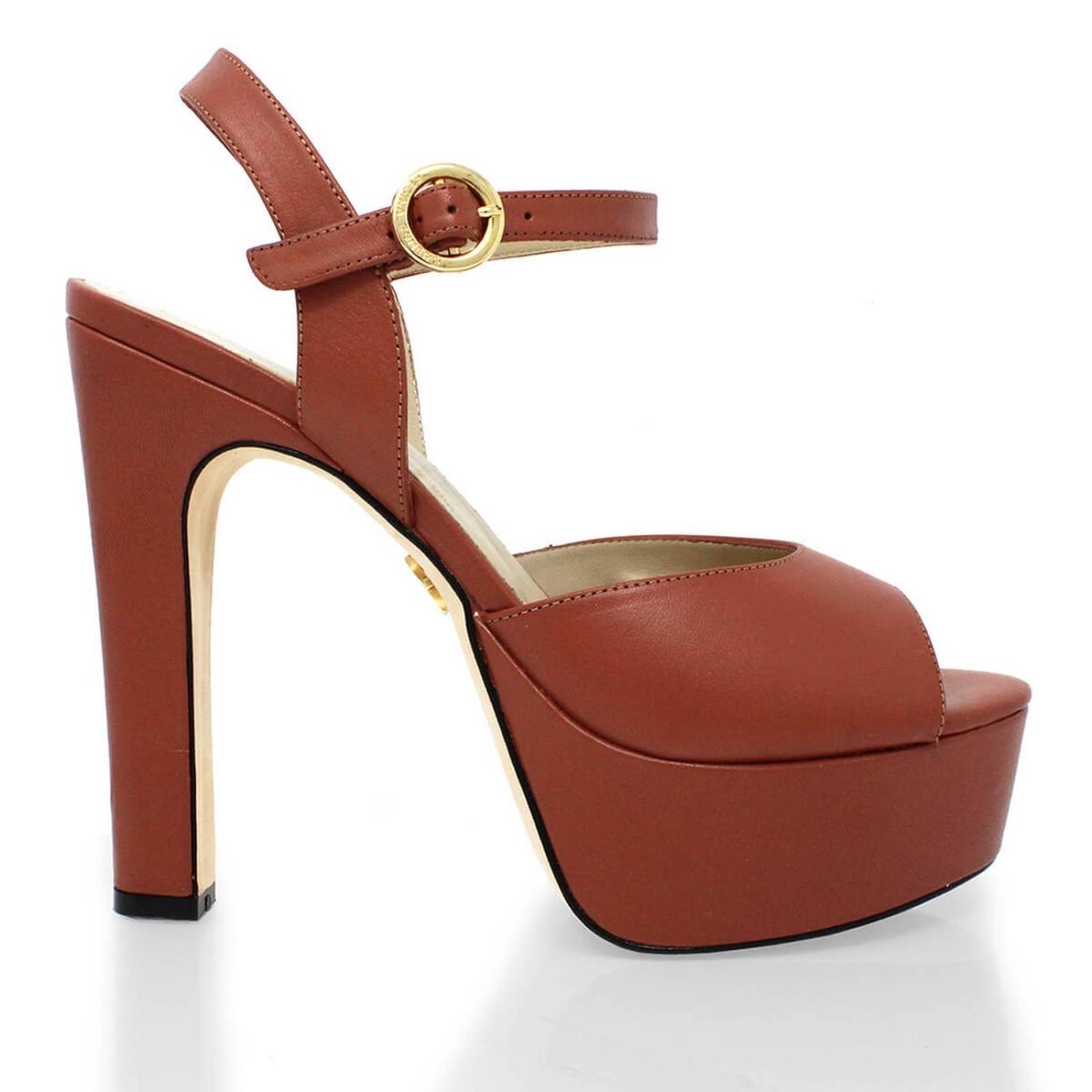 SABRINA 135 - Terracota Regina Romero Zapato Sandalia Plataforma Tacon Alto para Dama en Piel