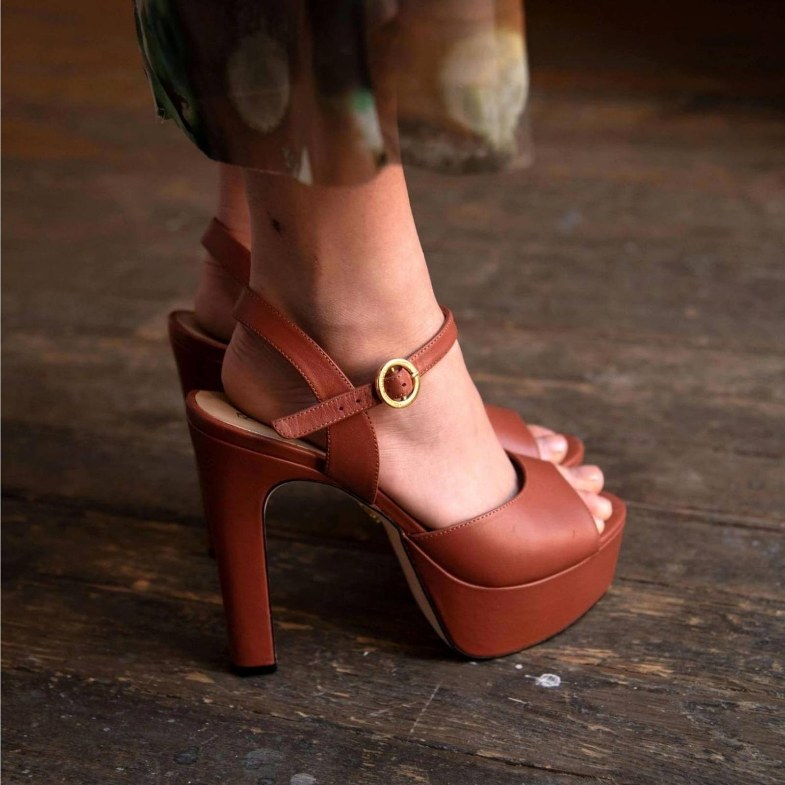 SABRINA 135 - Terracota Regina Romero Zapato Sandalia Plataforma Tacon Alto para Dama en Piel