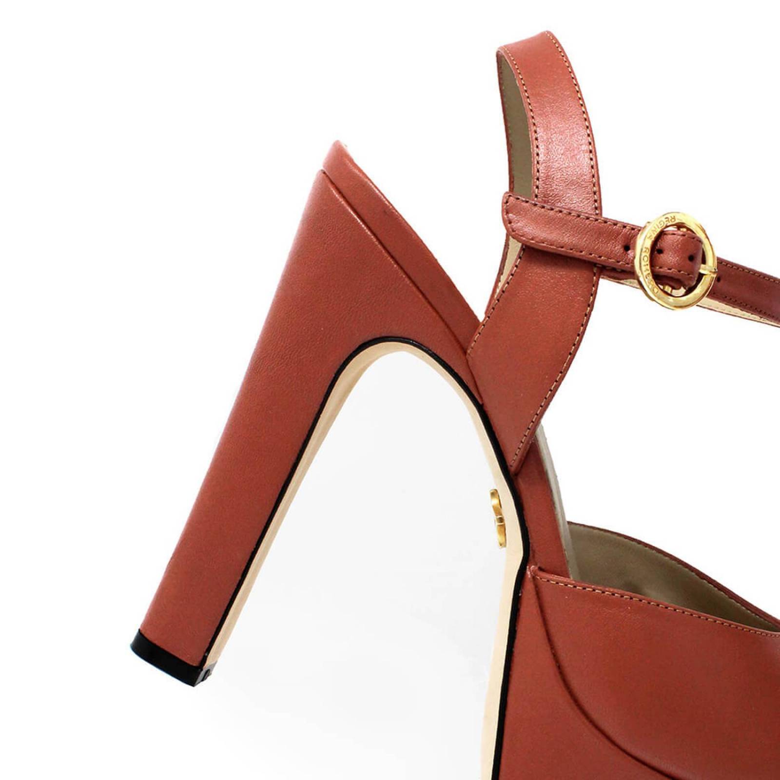 SABRINA 135 - Terracota Regina Romero Zapato Sandalia Plataforma Tacon Alto para Dama en Piel