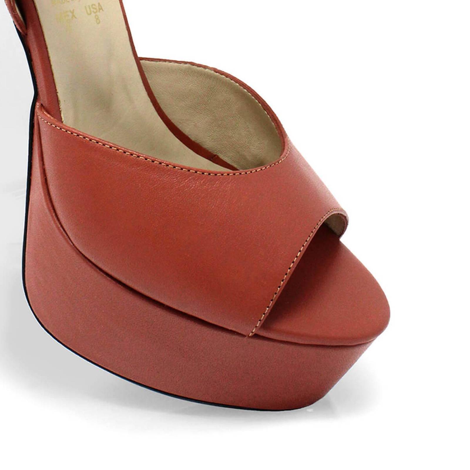 SABRINA 135 - Terracota Regina Romero Zapato Sandalia Plataforma Tacon Alto para Dama en Piel