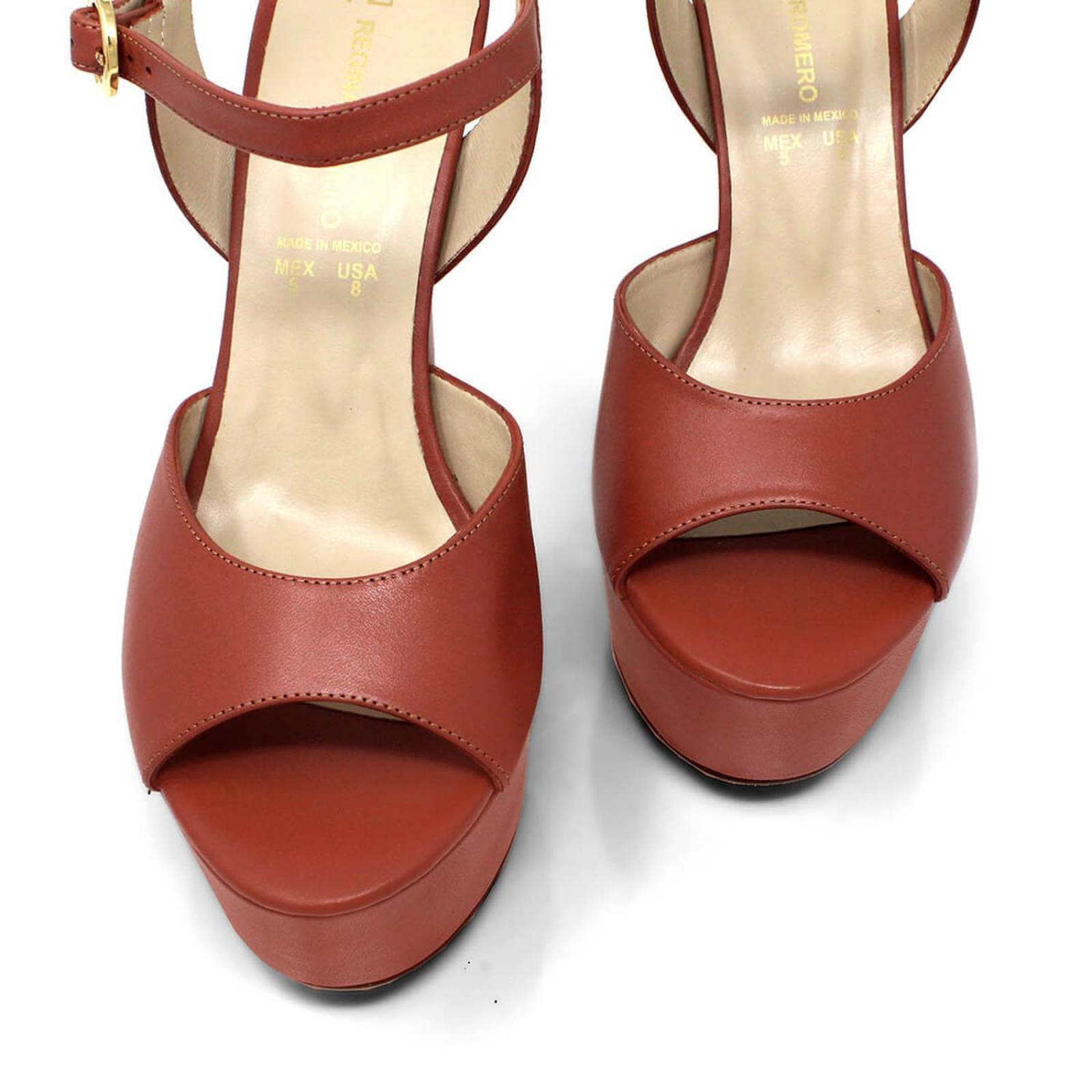 SABRINA 135 - Terracota Regina Romero Zapato Sandalia Plataforma Tacon Alto para Dama en Piel