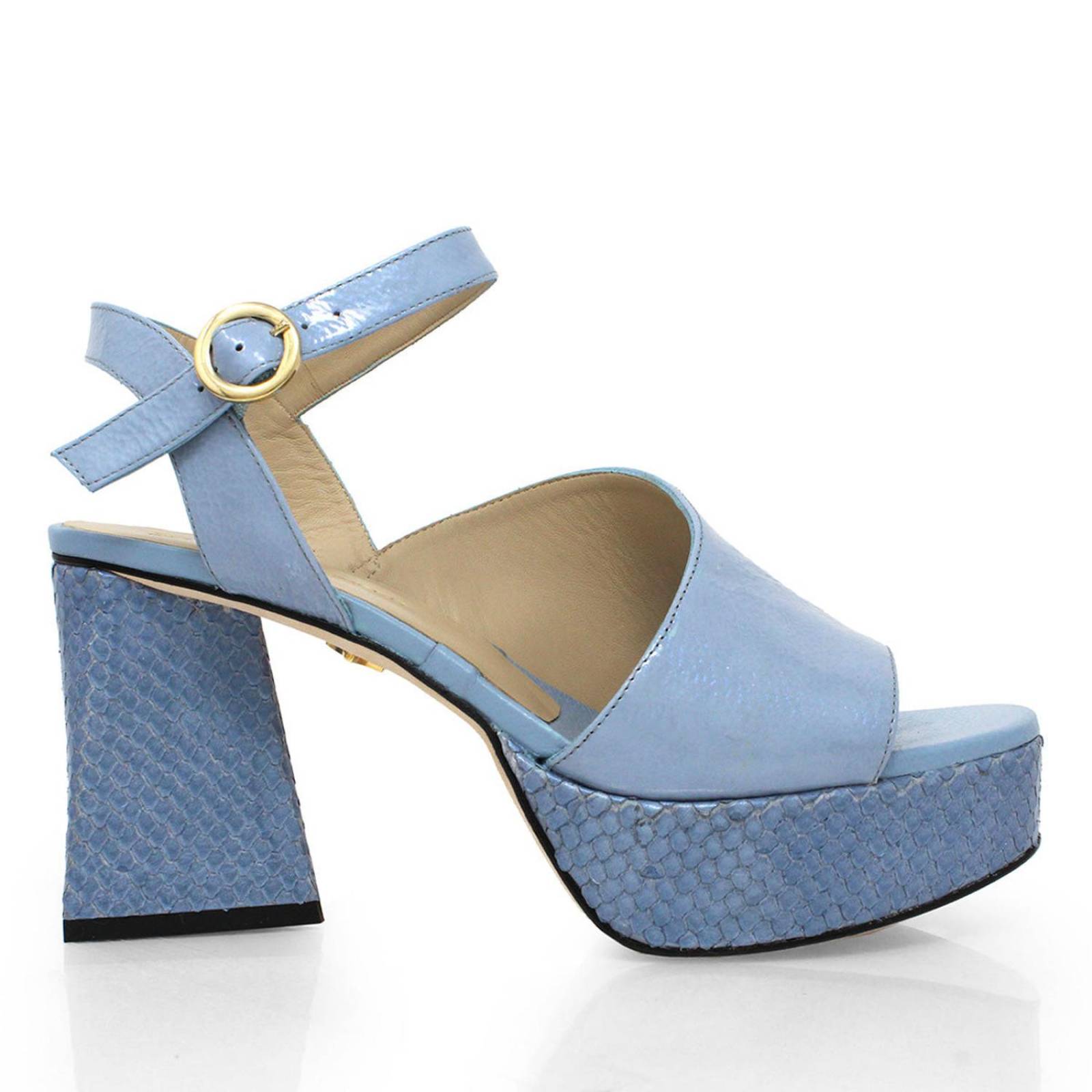 KIANA 95 - Azul Claro Regina Romero Zapato Sandalia Plataforma Tacon Alto para Dama en Piel 