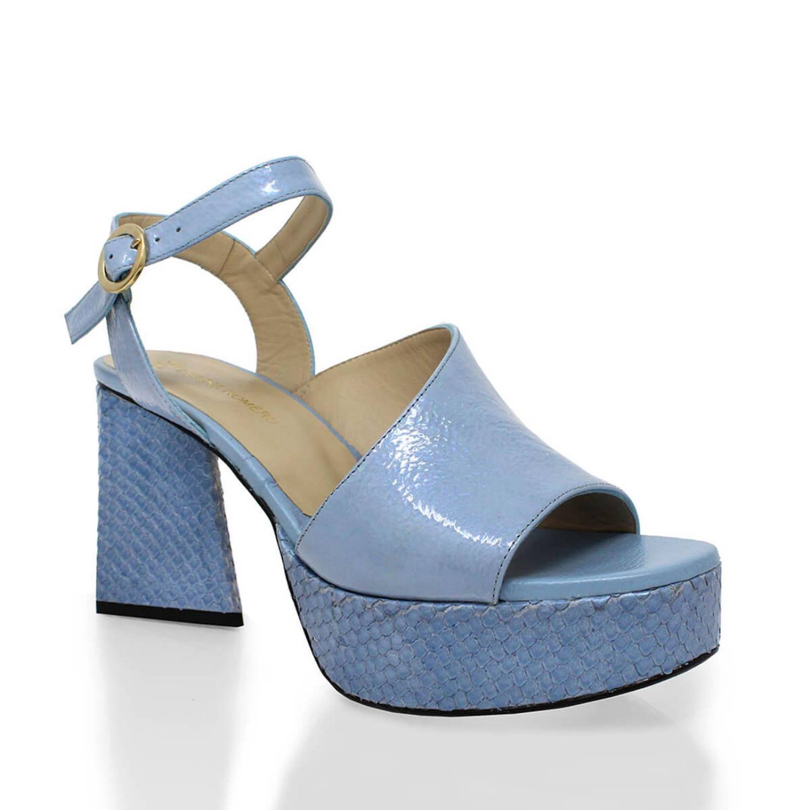 KIANA 95 - Azul Claro Regina Romero Zapato Sandalia Plataforma Tacon Alto para Dama en Piel 