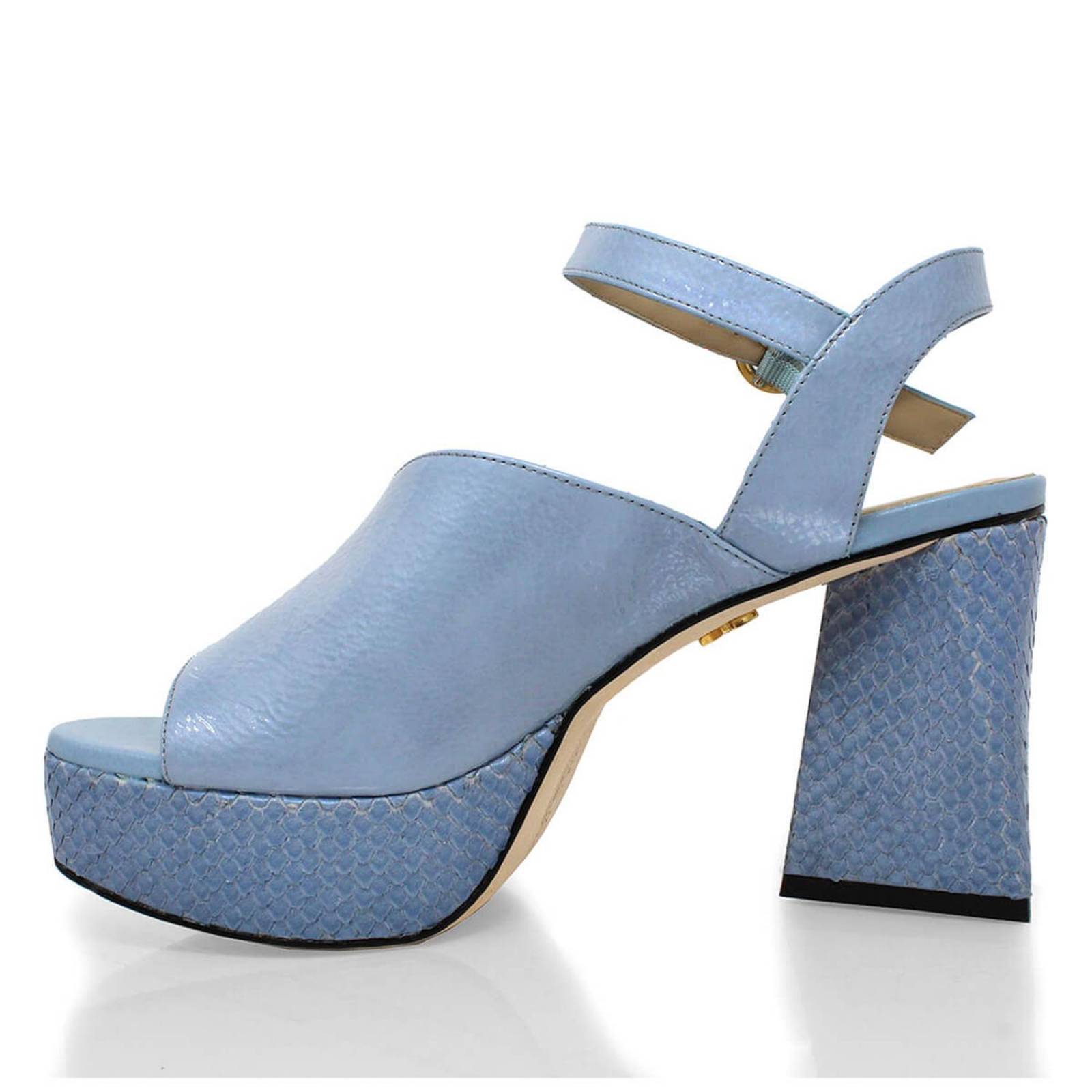 KIANA 95 - Azul Claro Regina Romero Zapato Sandalia Plataforma Tacon Alto para Dama en Piel 
