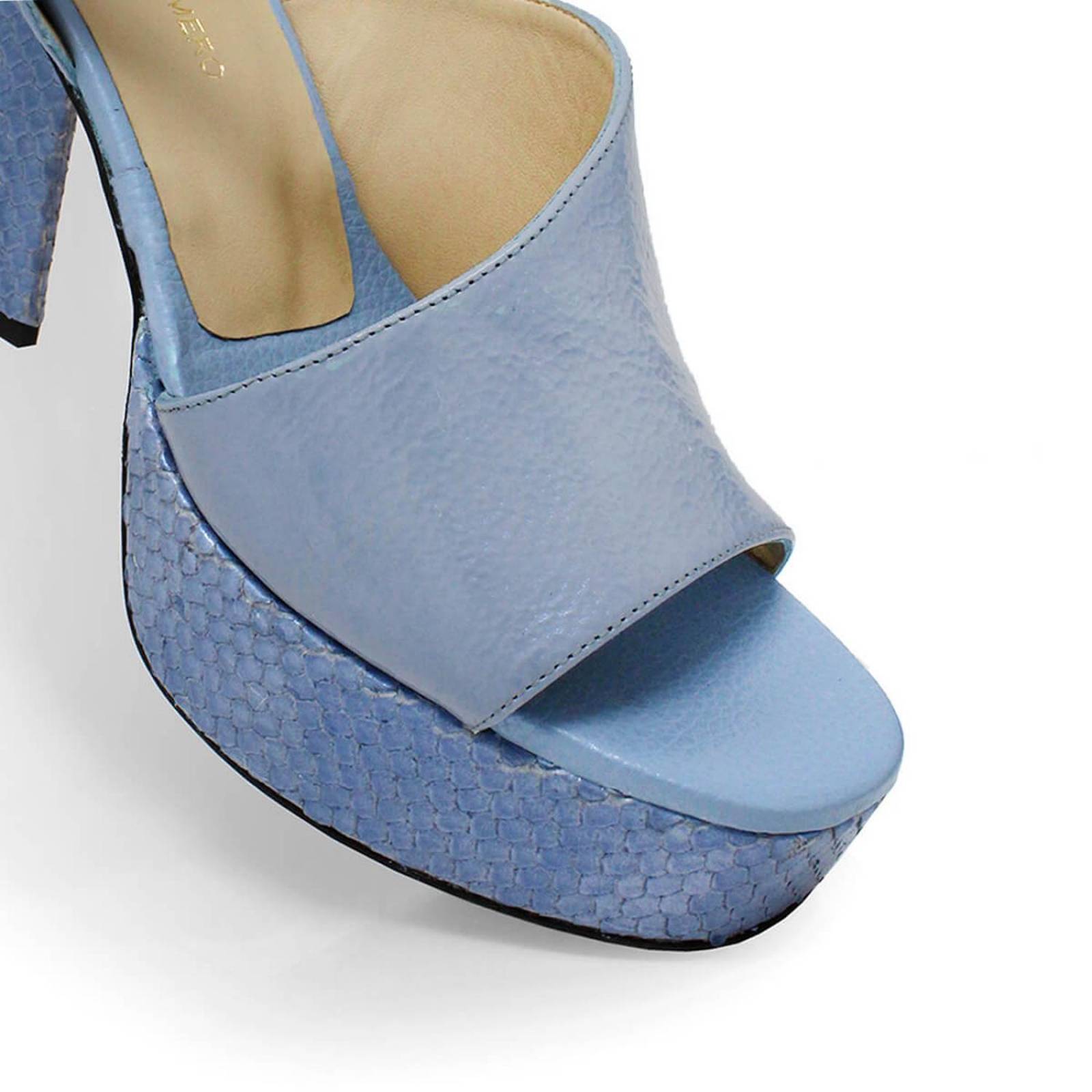 KIANA 95 - Azul Claro Regina Romero Zapato Sandalia Plataforma Tacon Alto para Dama en Piel 