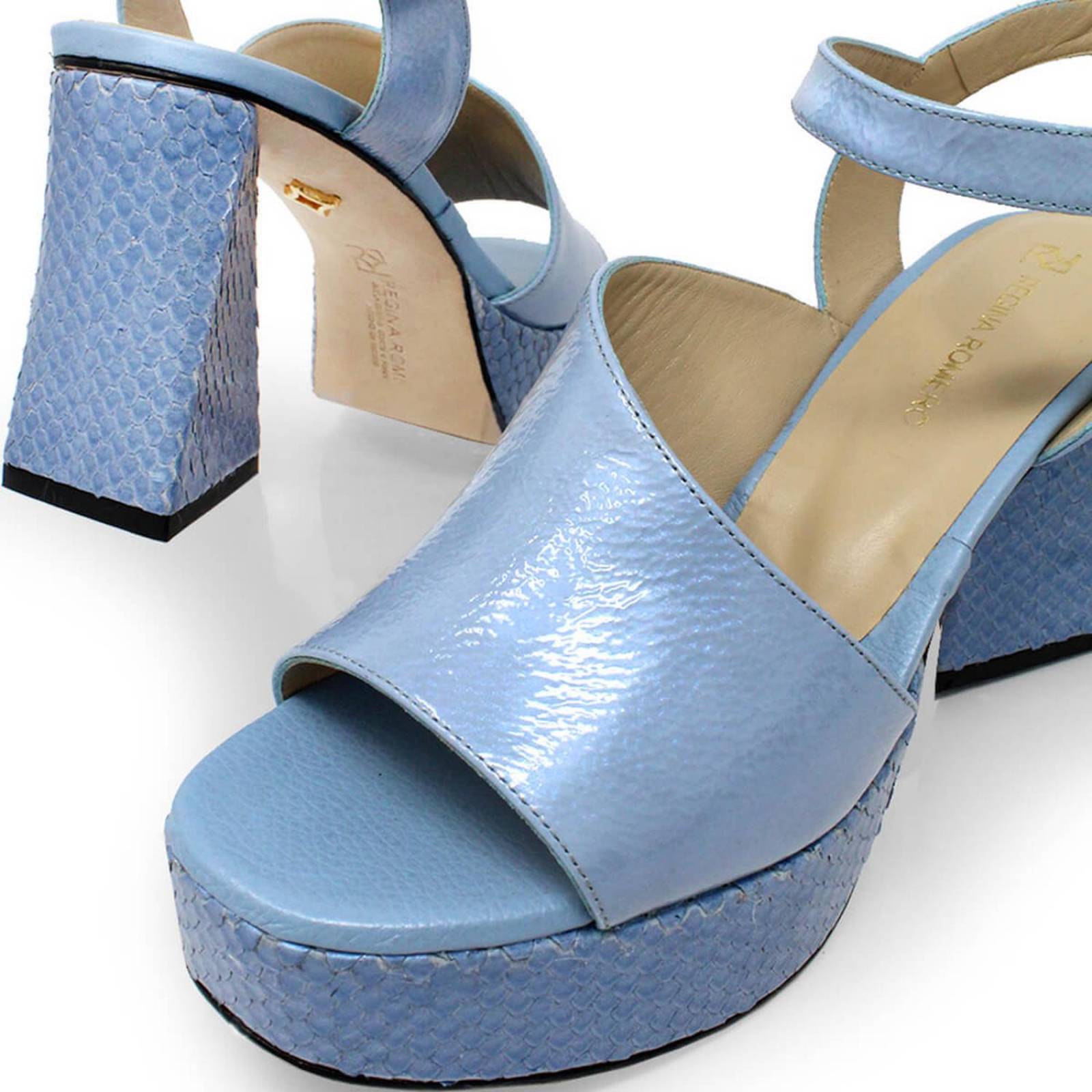 KIANA 95 - Azul Claro Regina Romero Zapato Sandalia Plataforma Tacon Alto para Dama en Piel 
