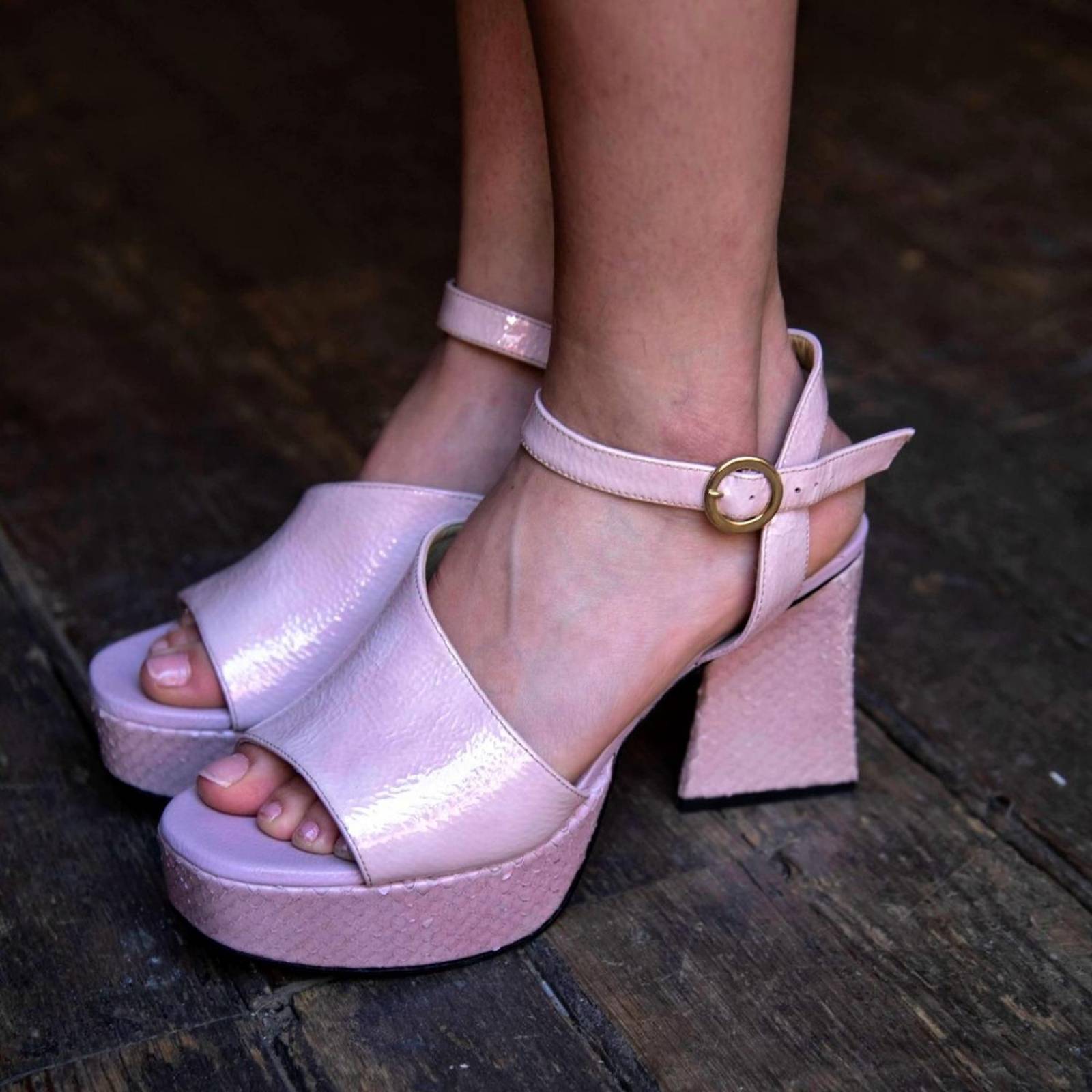 KIANA 95 - Rosa Claro Regina Romero Zapato Sandalia Plataforma Tacon Alto para Dama en Piel 