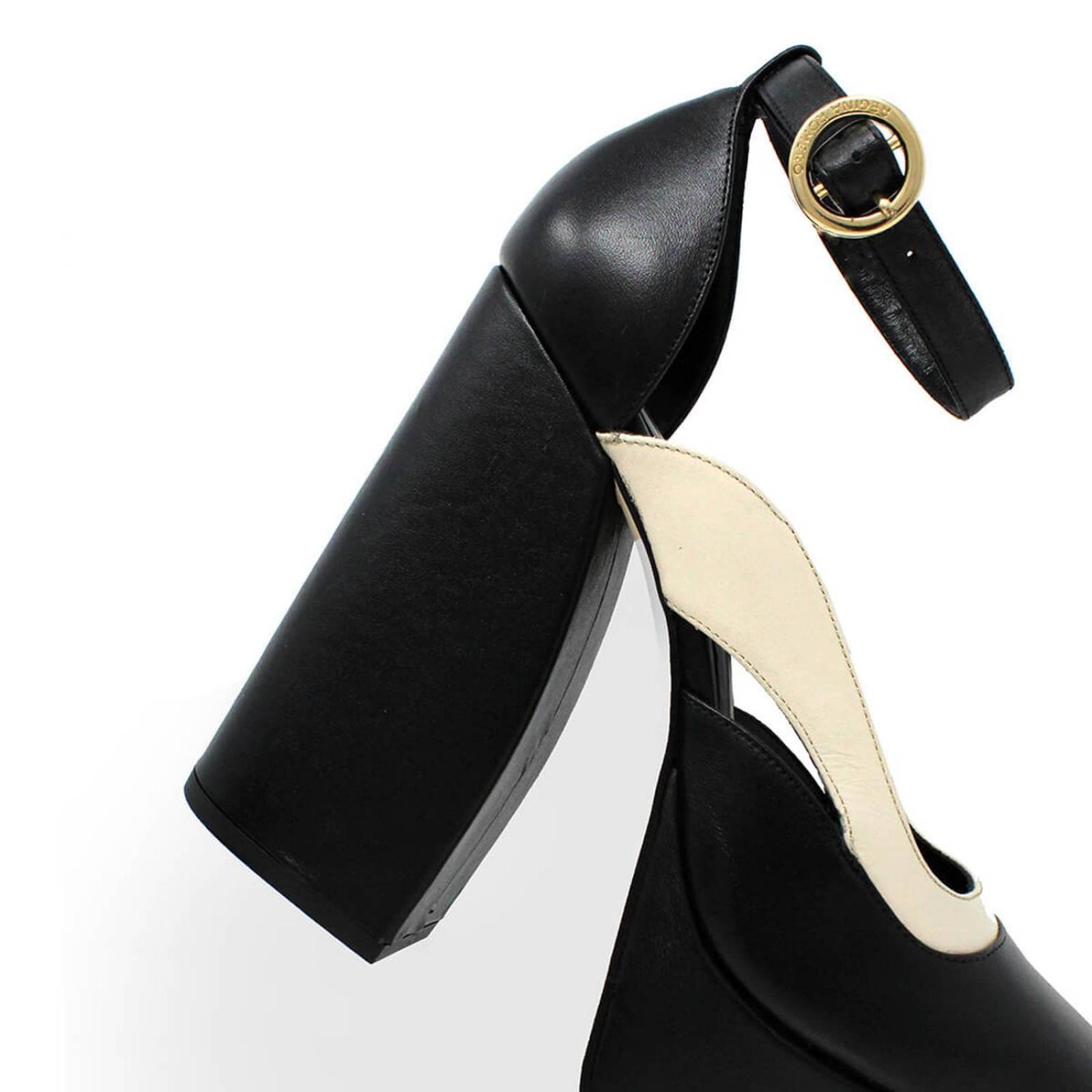 DESIRE 135 - Negro y Latte Regina Romero Zapato Plataforma Tacon Alto para Dama en Piel