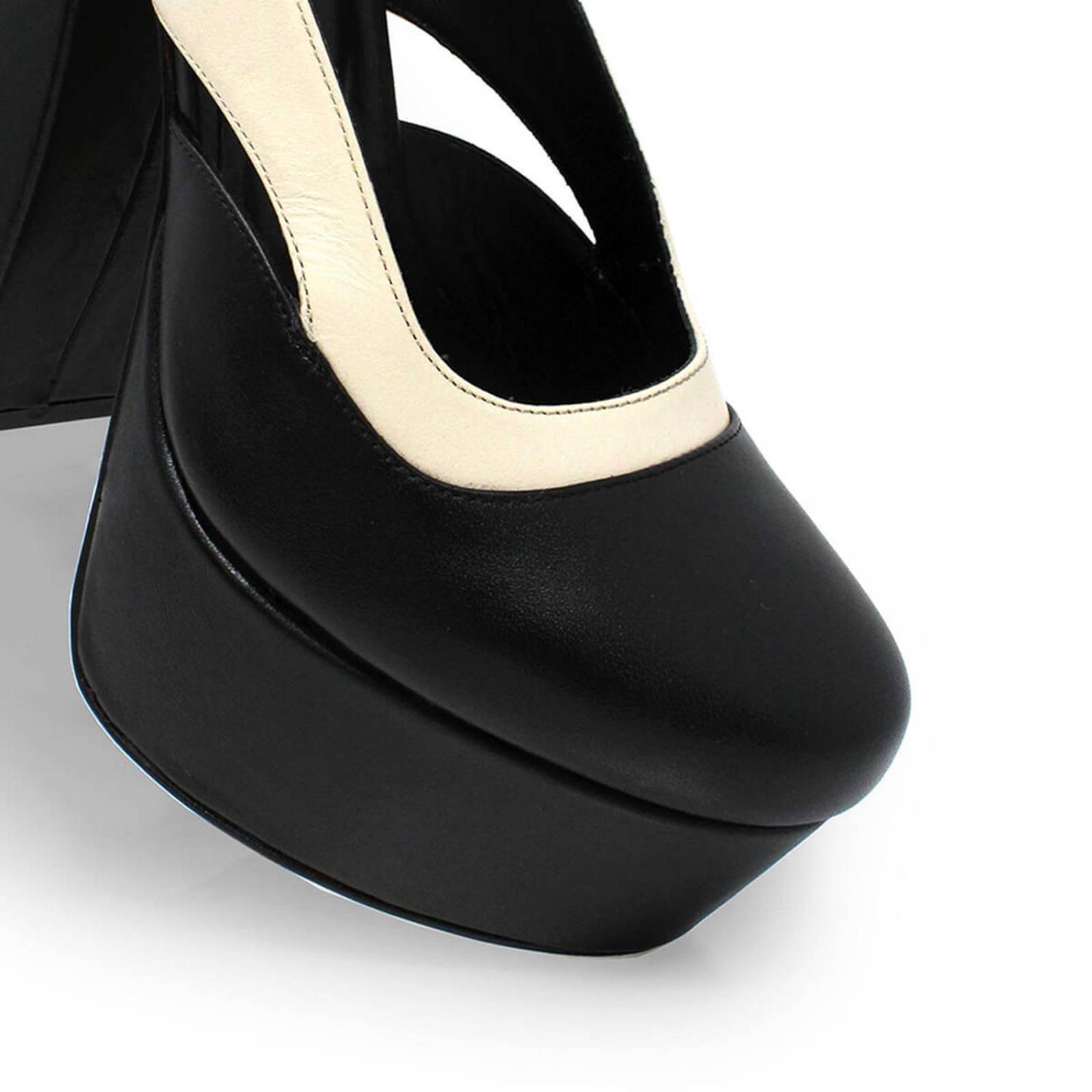 DESIRE 135 - Negro y Latte Regina Romero Zapato Plataforma Tacon Alto para Dama en Piel