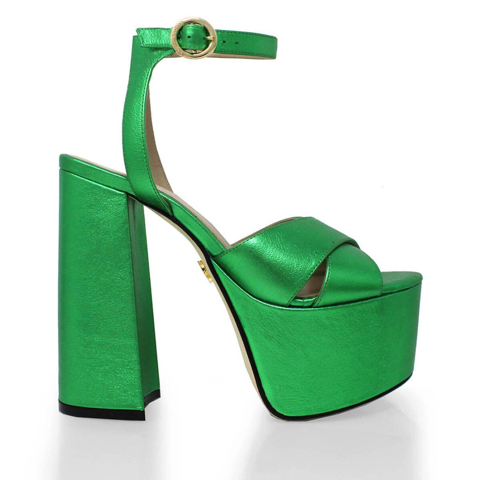 Tacón Sandalia Plataforma Verde AURA 150 Verde Metalico Regina