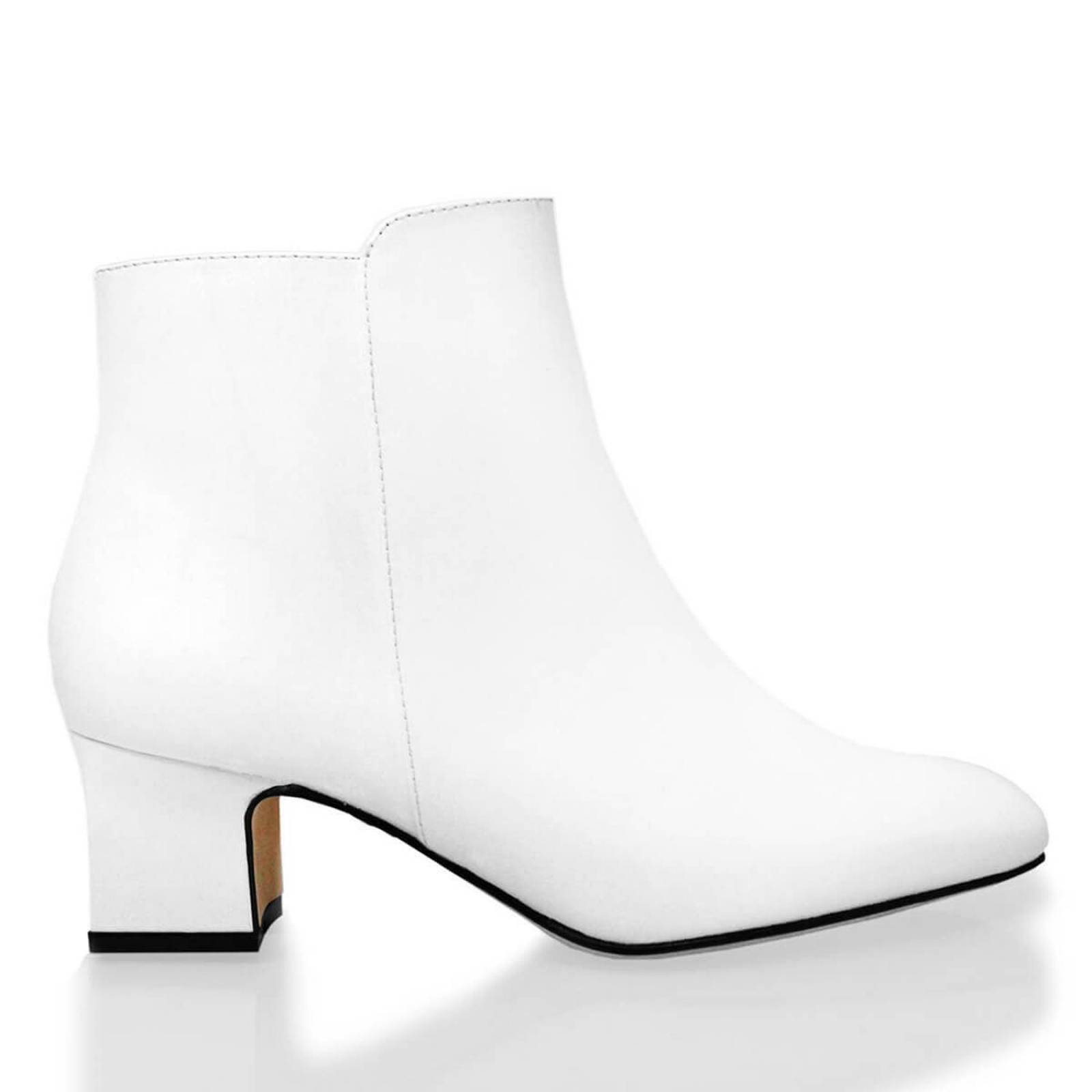 NOELLE 45 - Charol Blanco Regina Romero Zapato Bota Botin Tacon Bajo Para Dama en Piel