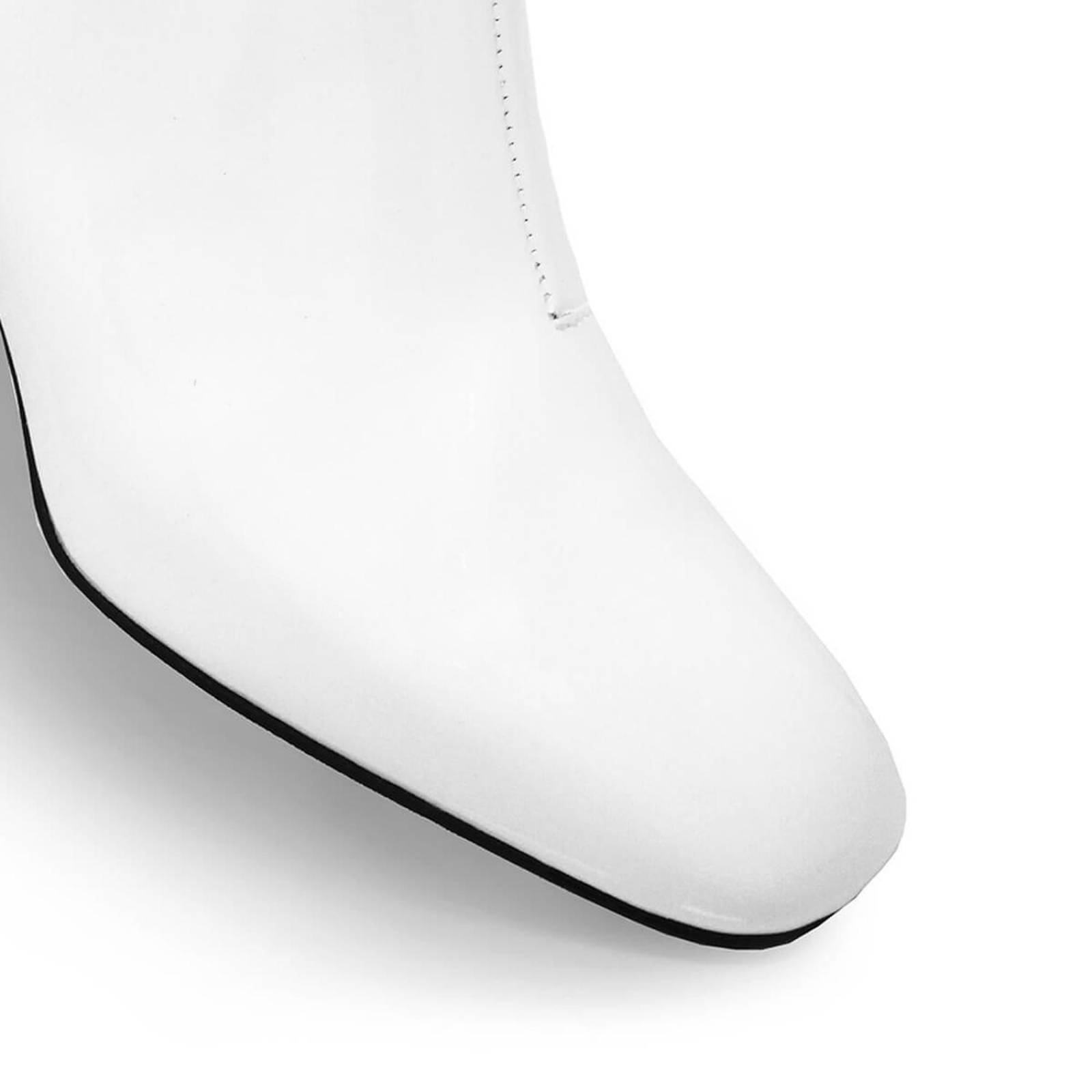 NOELLE 45 - Charol Blanco Regina Romero Zapato Bota Botin Tacon Bajo Para Dama en Piel