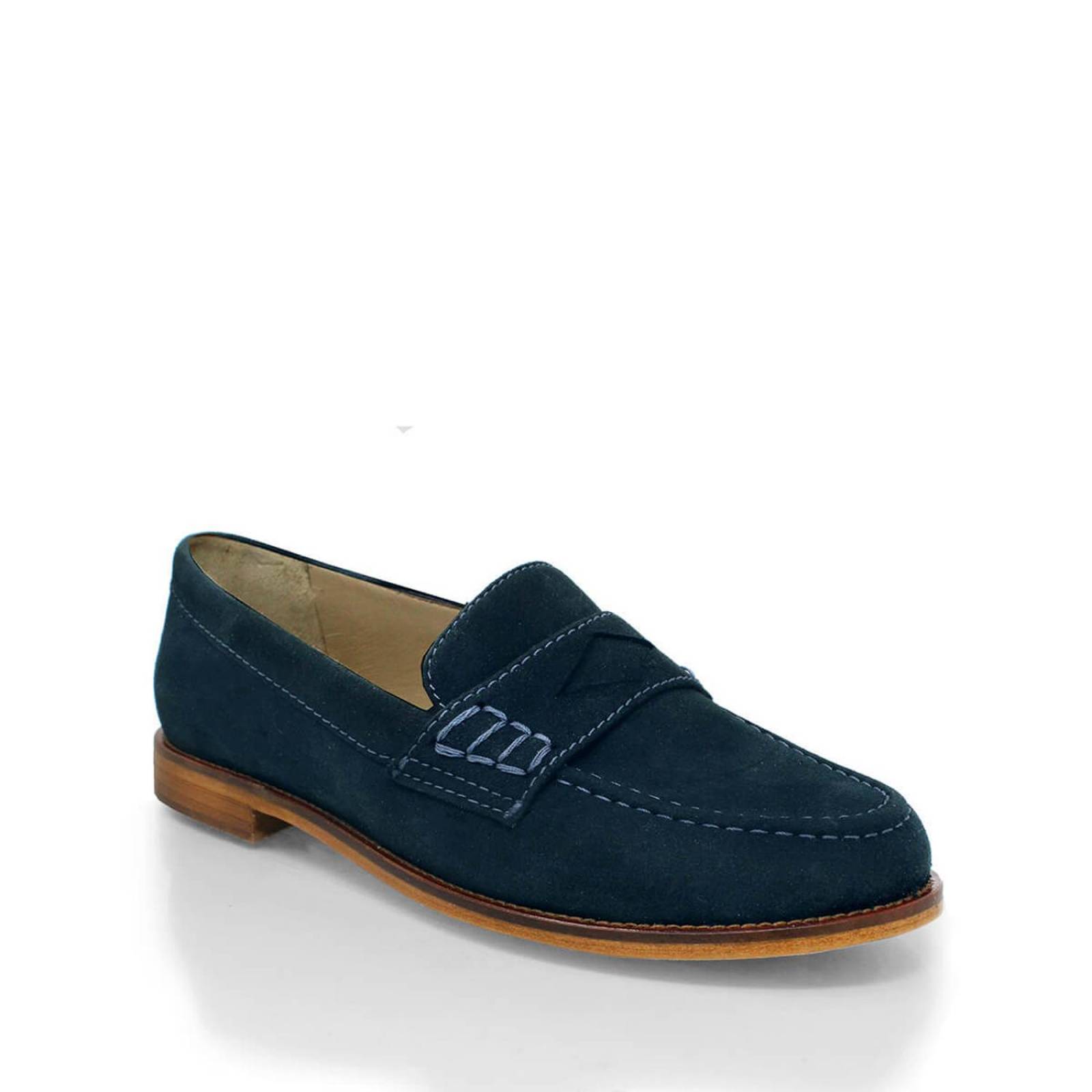 PENNY - Ante Azul Regina Romero Zapato Mocasin de Piso Para Dama en Piel 