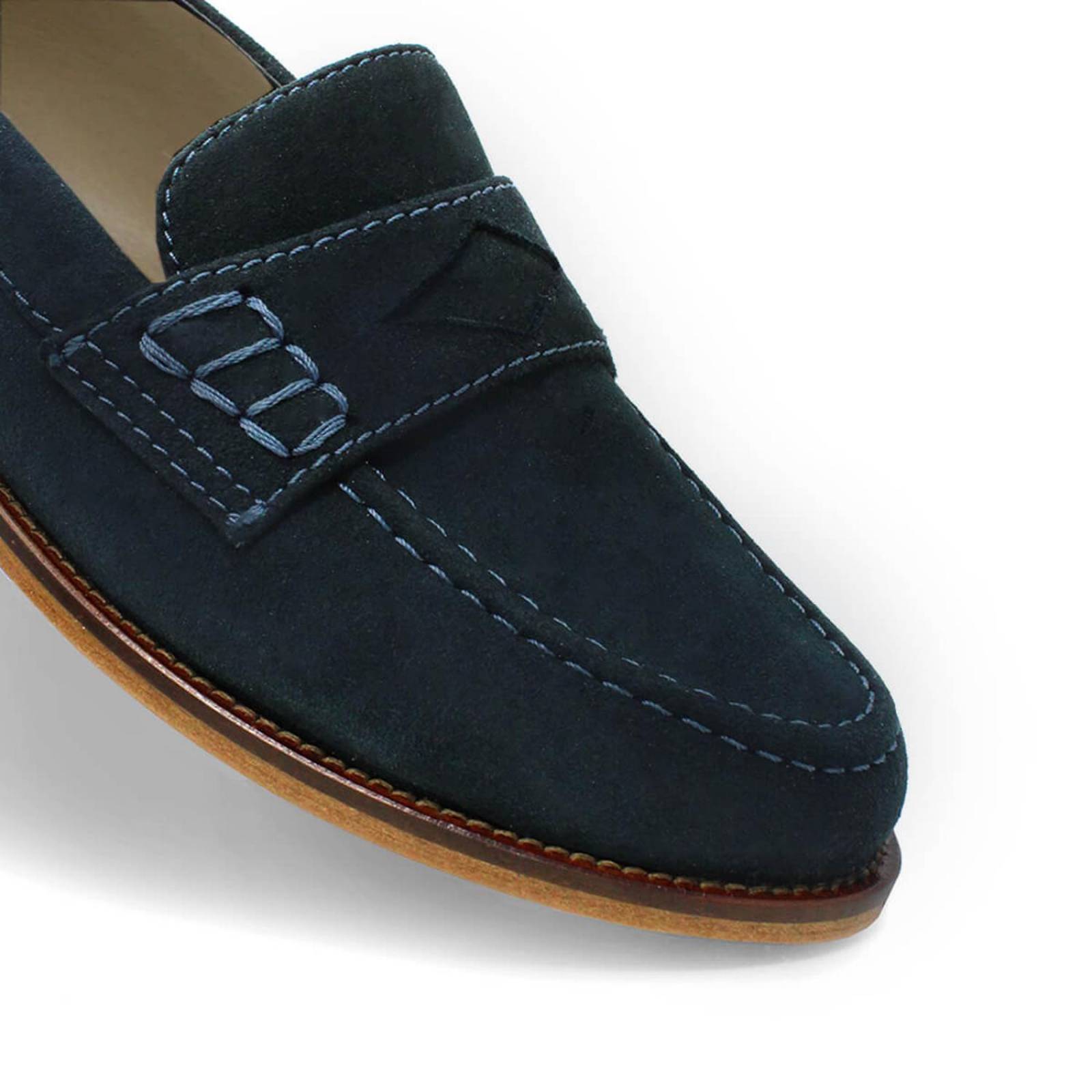 PENNY - Ante Azul Regina Romero Zapato Mocasin de Piso Para Dama en Piel 