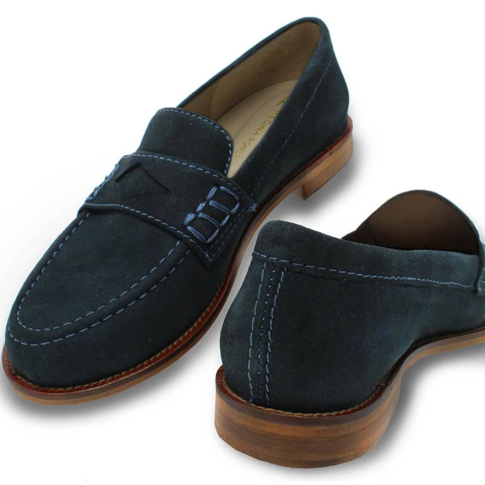 PENNY - Ante Azul Regina Romero Zapato Mocasin de Piso Para Dama en Piel 