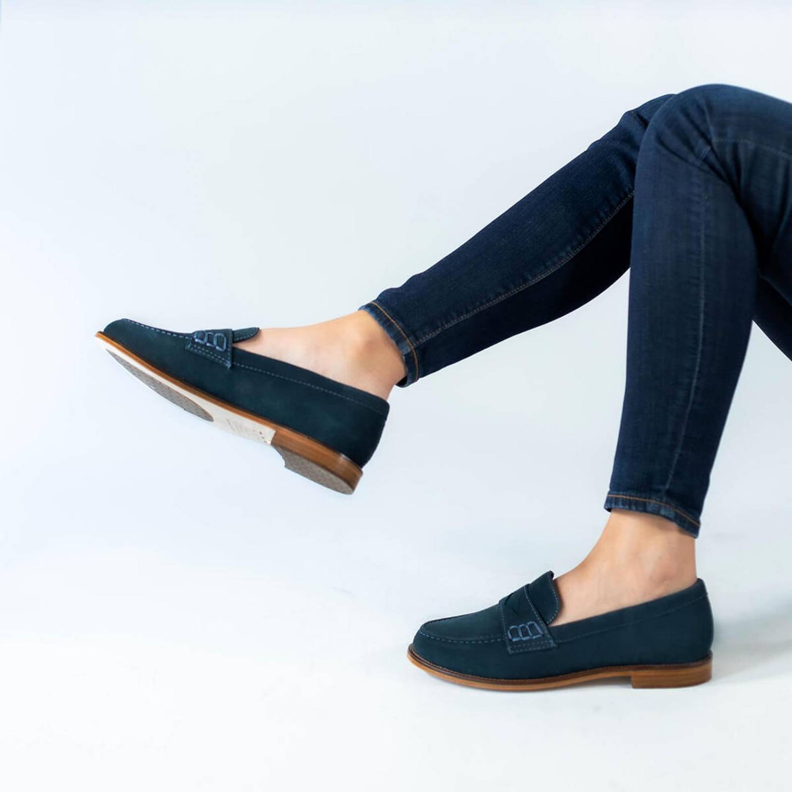 PENNY - Ante Azul Regina Romero Zapato Mocasin de Piso Para Dama en Piel 