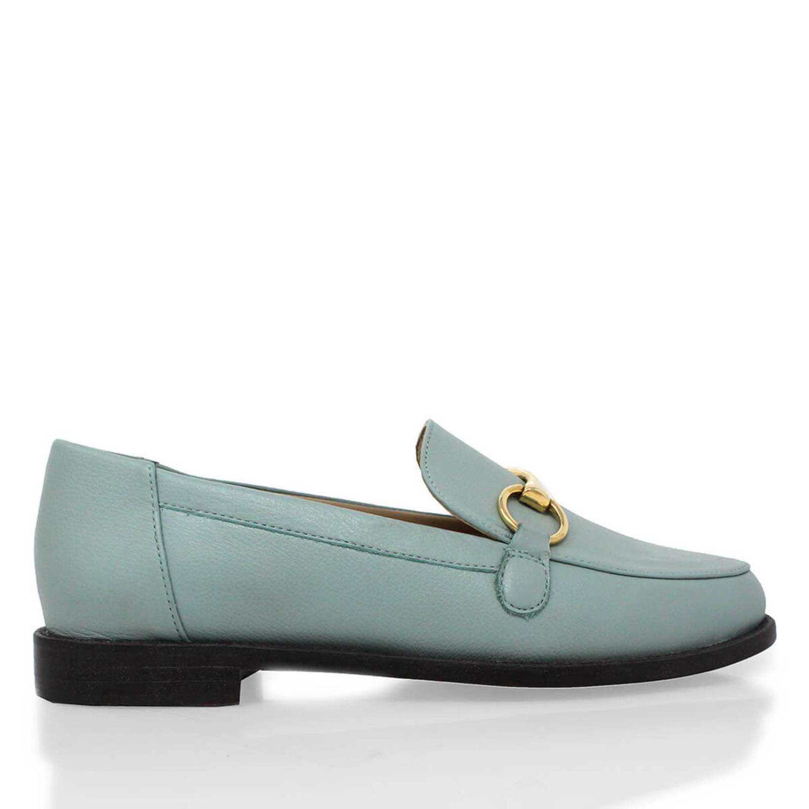 JUDY - Menta Regina Romero Zapato Mocasin de Piso Para Dama en Piel 