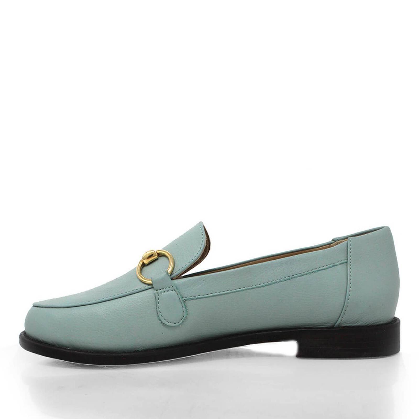 JUDY - Menta Regina Romero Zapato Mocasin de Piso Para Dama en Piel 