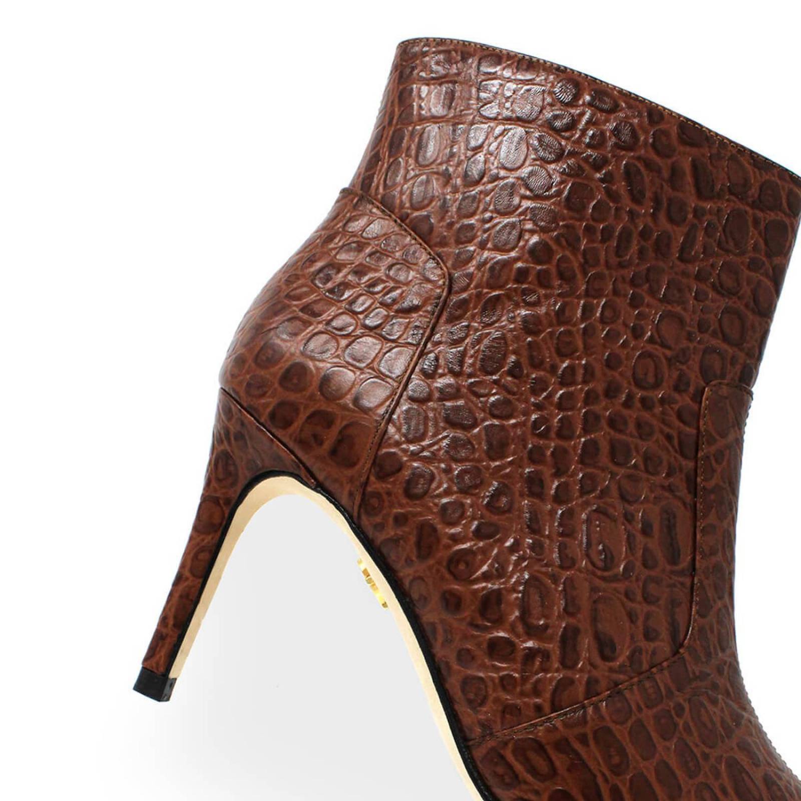 ANTONIA 75 - Cafe Regina Romero Zapato Bota Botin Tacon Alto Para Dama en Piel