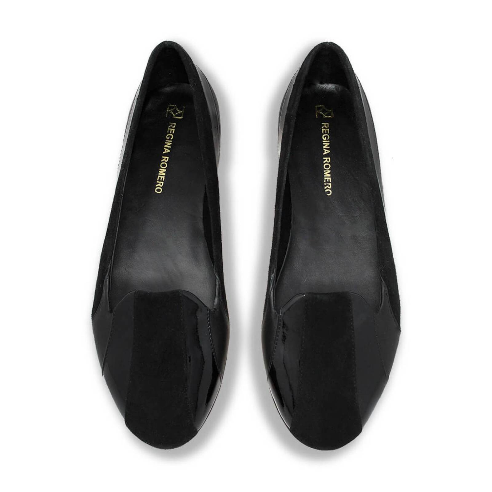 GILDA - Negro Regina Romero Zapato Flat Balerina de Piso Para Dama en Piel 