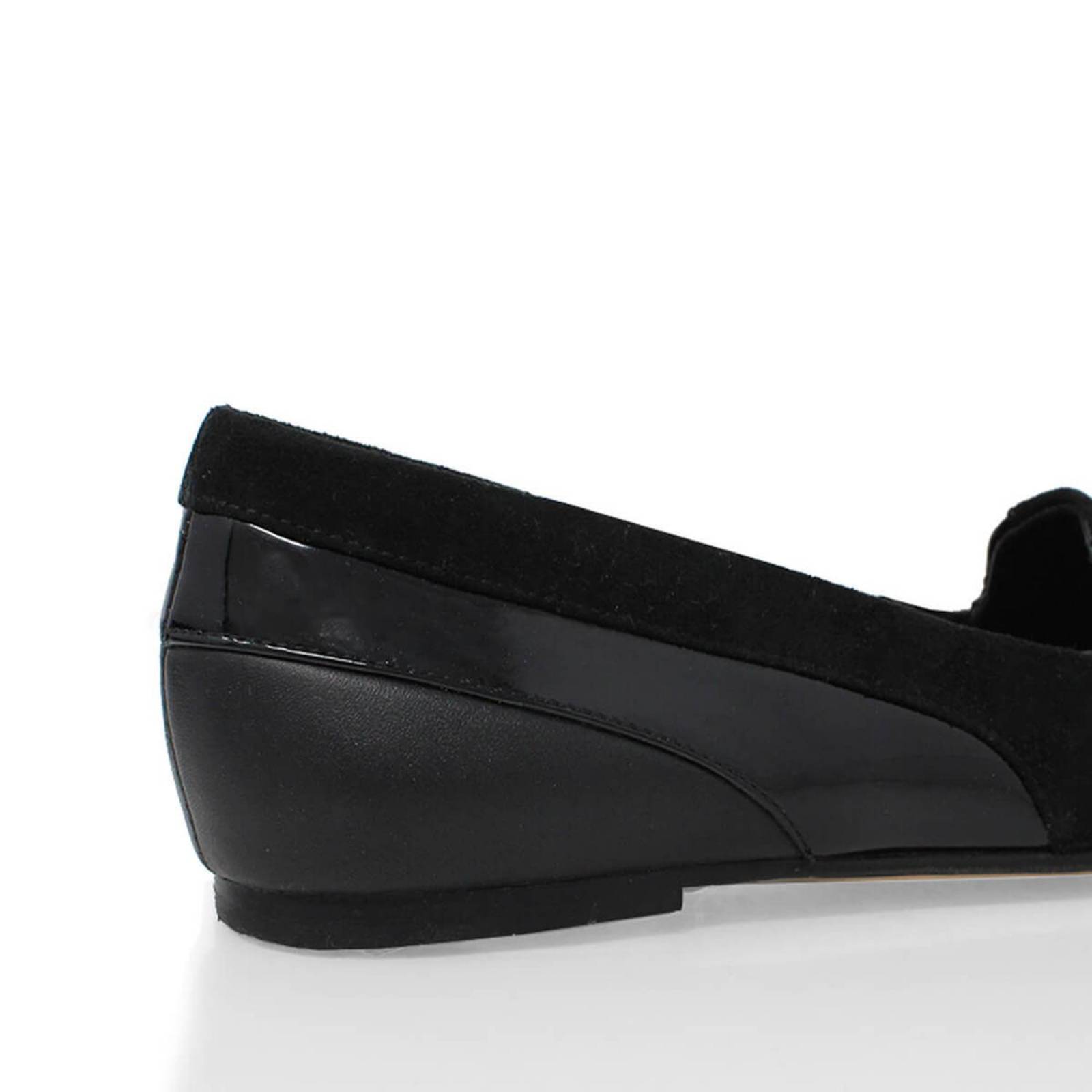 GILDA - Negro Regina Romero Zapato Flat Balerina de Piso Para Dama en Piel 