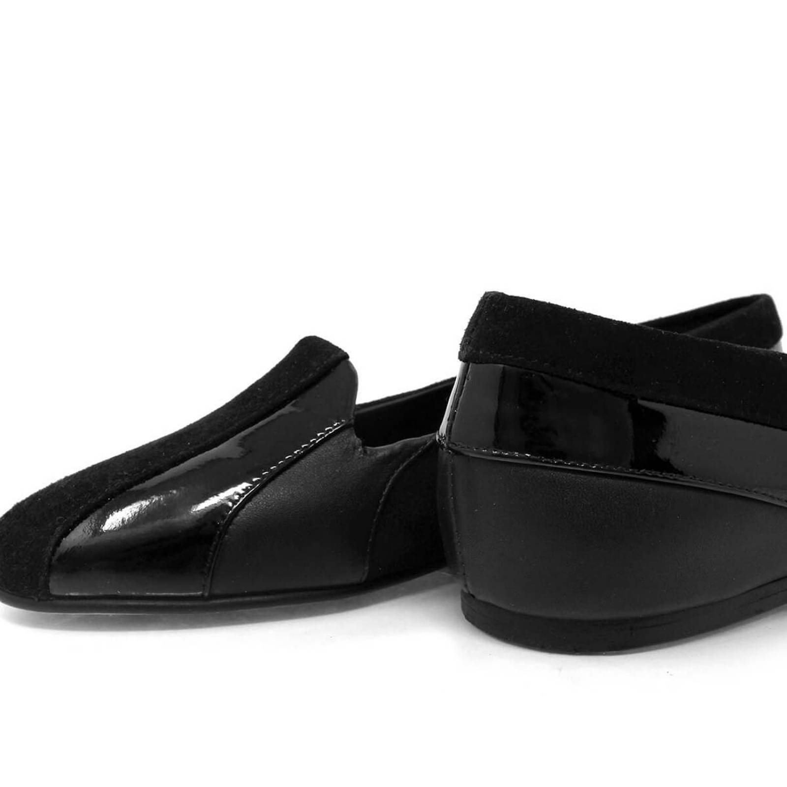 GILDA - Negro Regina Romero Zapato Flat Balerina de Piso Para Dama en Piel 